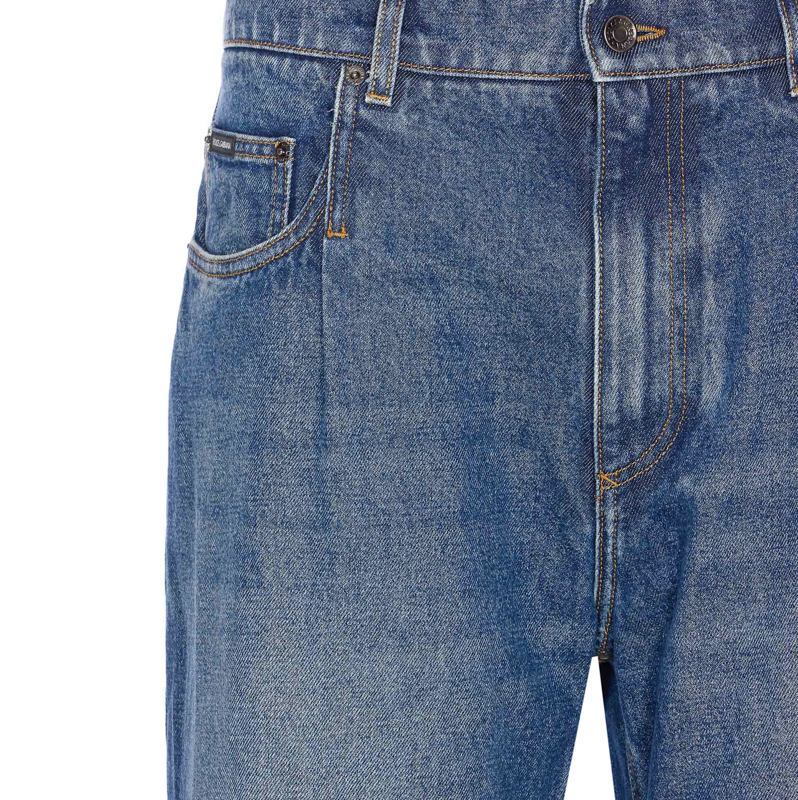 Dolce & Gabbana Plaque Logo Jeans In Blue