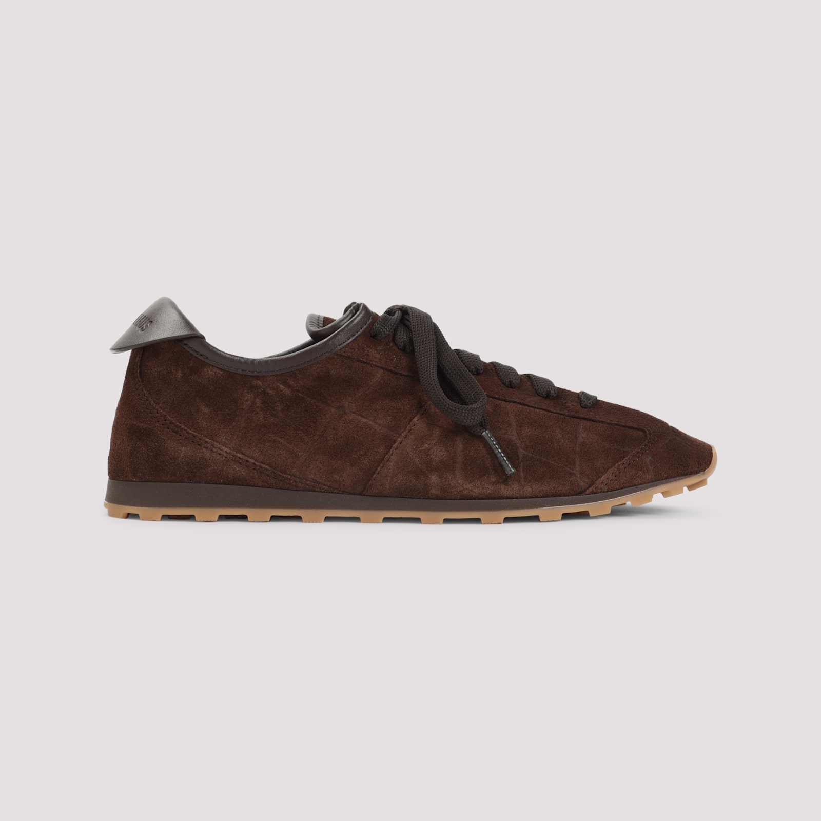 Jacquemus The Tennis Leather-trimmed Croc-effect Suede Sneakers In Brown