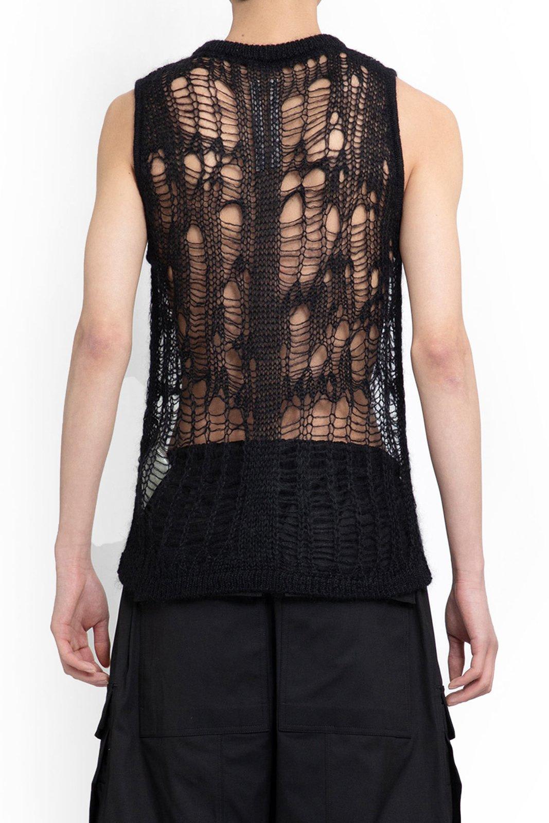 Shop Rick Owens Open-knitted Sleeveless Tank Top In Black