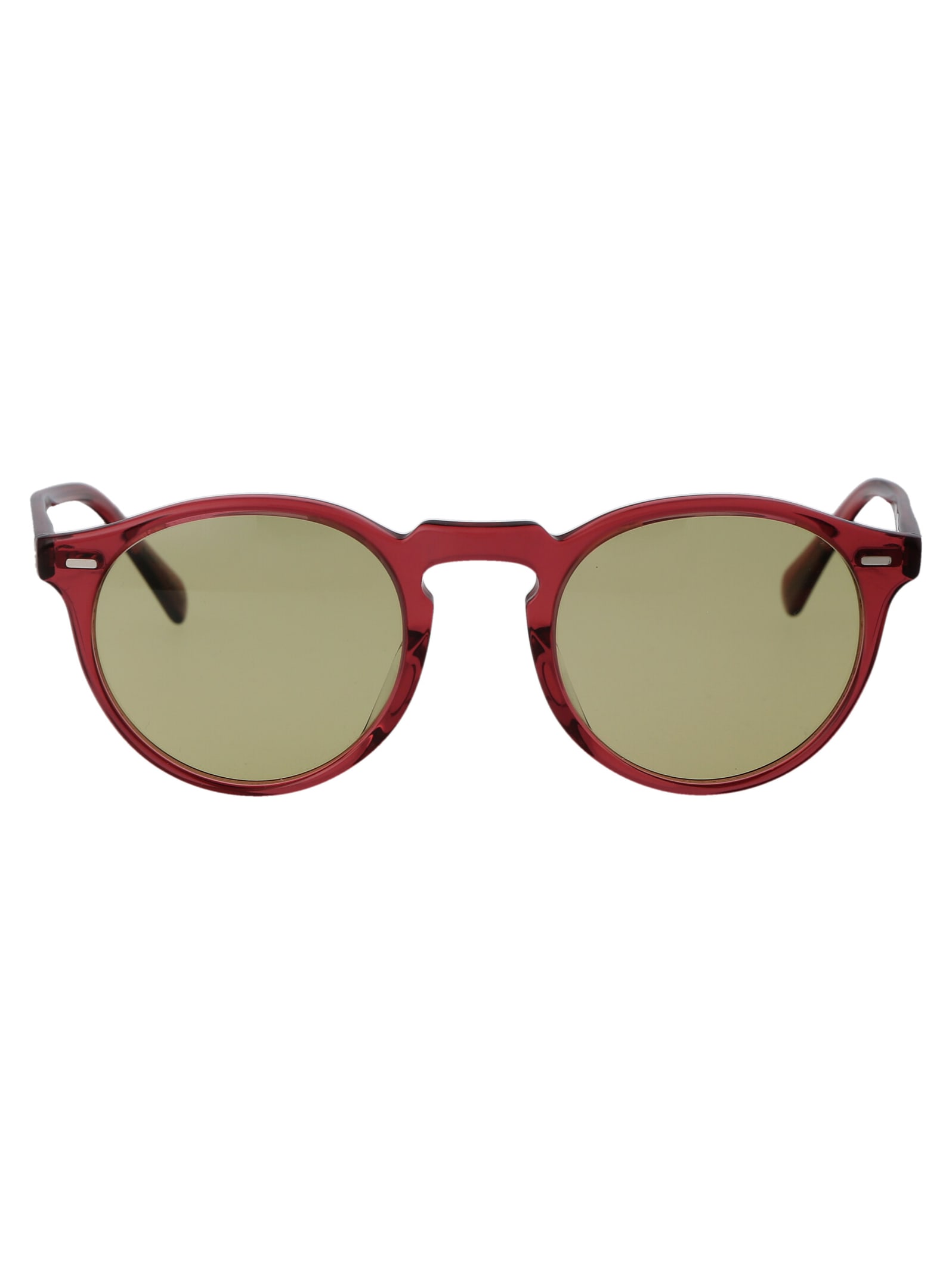 Shop Oliver Peoples Gregory Peck Sun Sunglasses In 17644c Translucent Rust