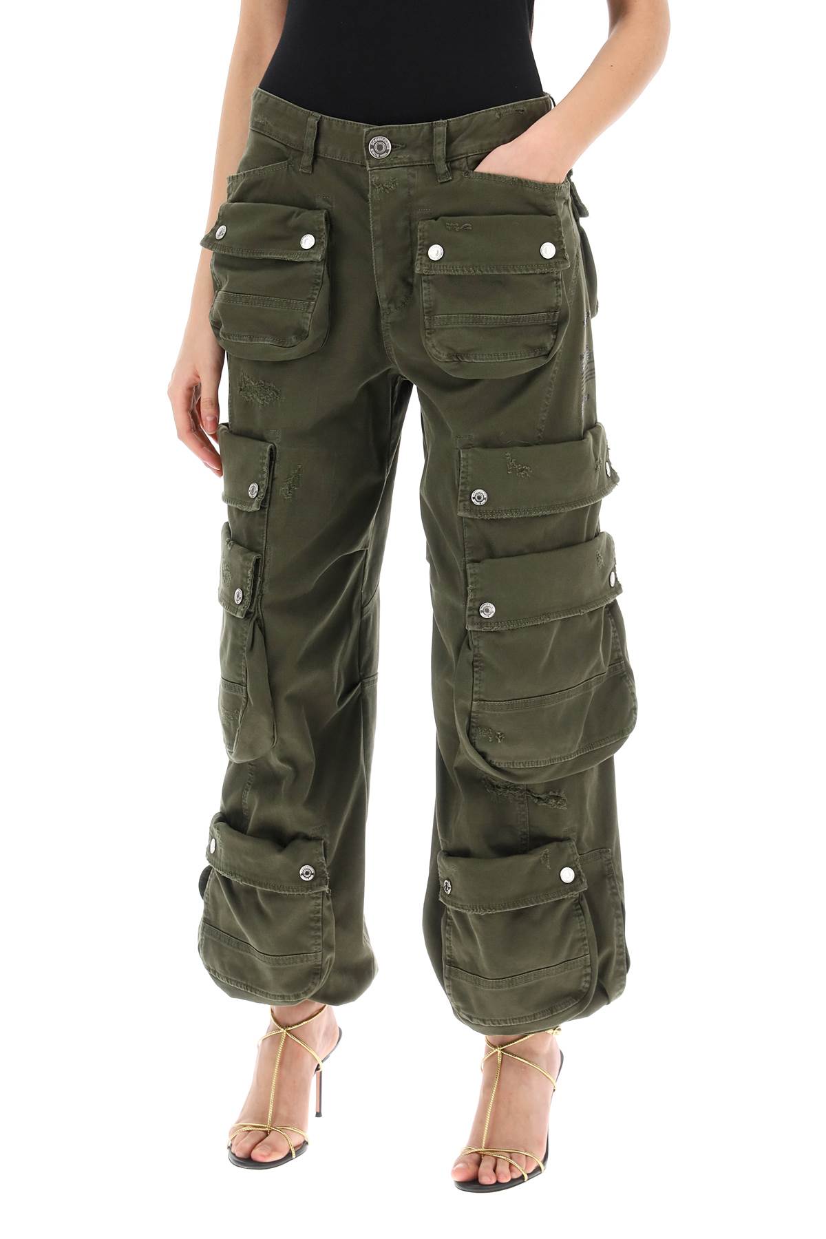 Dsquared2 Wide Leg Cargo Pants In Military Green (green)