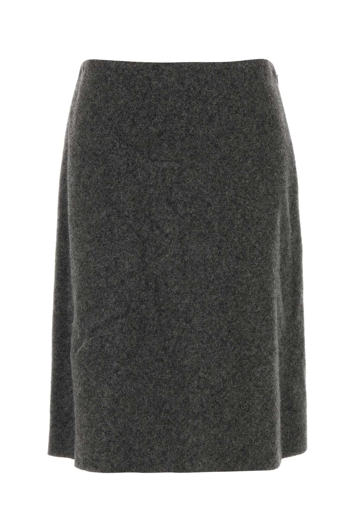 Miu Miu High-waisted Wool Skirt For Versatile Styling In Gray