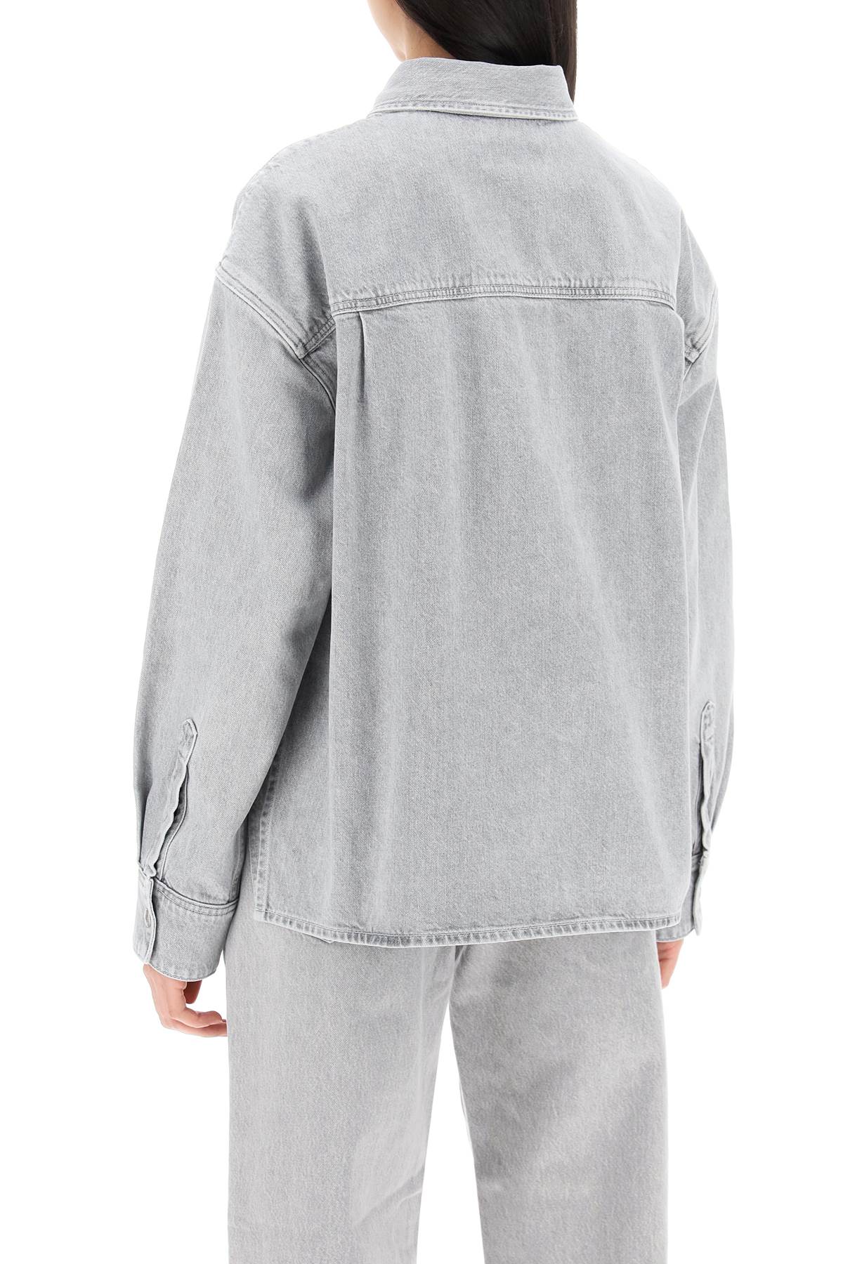 Shop Agolde Gwen Denim Shirt For Women In Rain (grey)