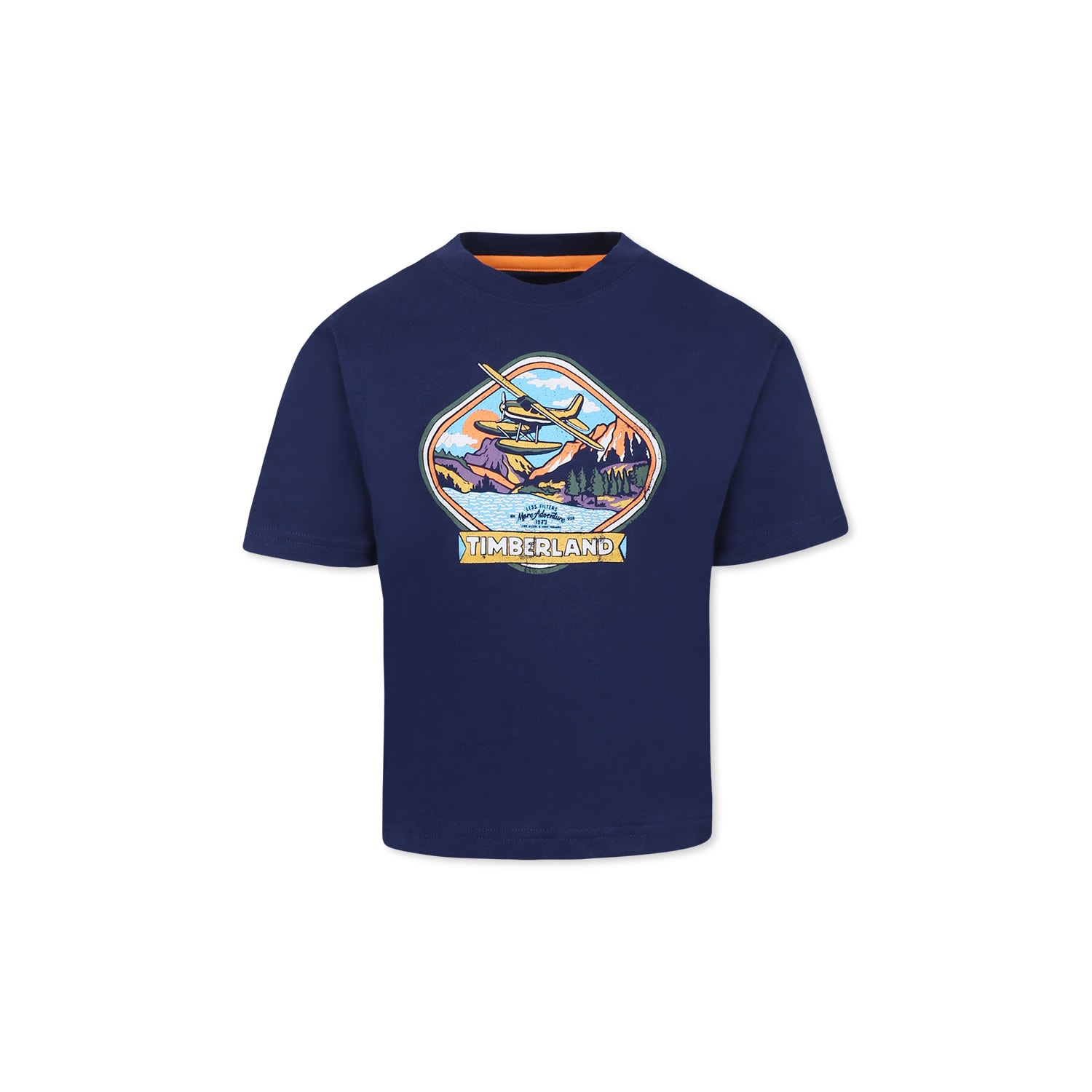 Timberland Blue T-shirt For By With Print In Blue