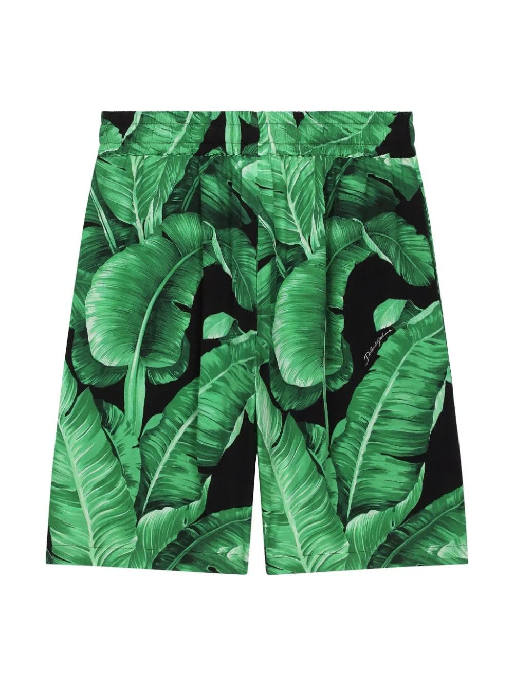 Shop Dolce & Gabbana Black Bermuda Shorts With Banana Print