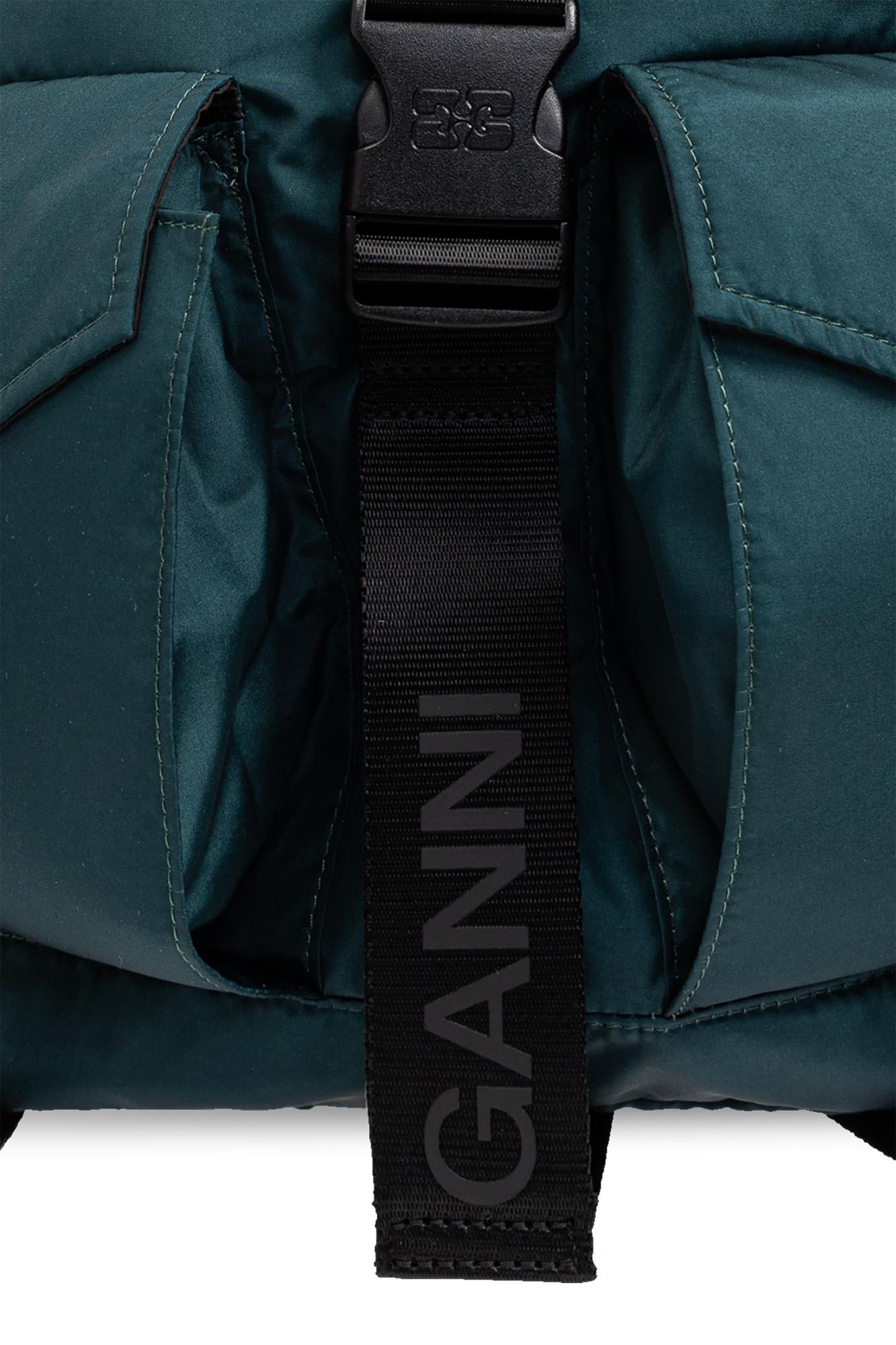 Shop Ganni Backpack With Logo In Verde