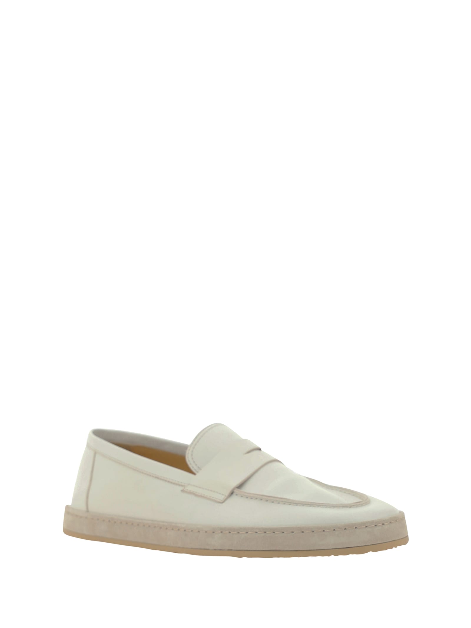 Brunello Cucinelli Leather Round Toe Espadrilles With Rubber Sole In Gold