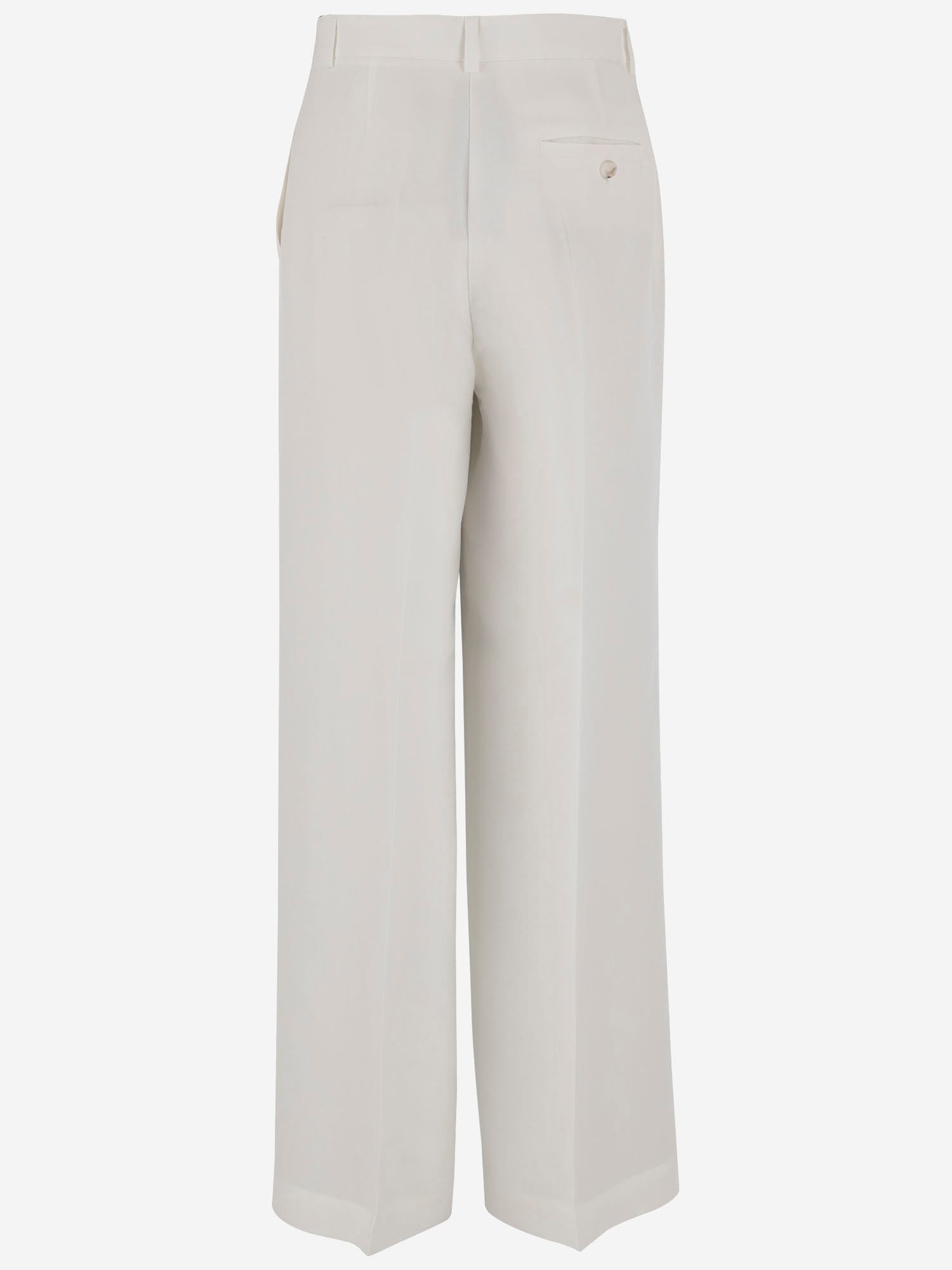 Pinko Palazzo Pants With Center Stripe And Concealed Closure In White