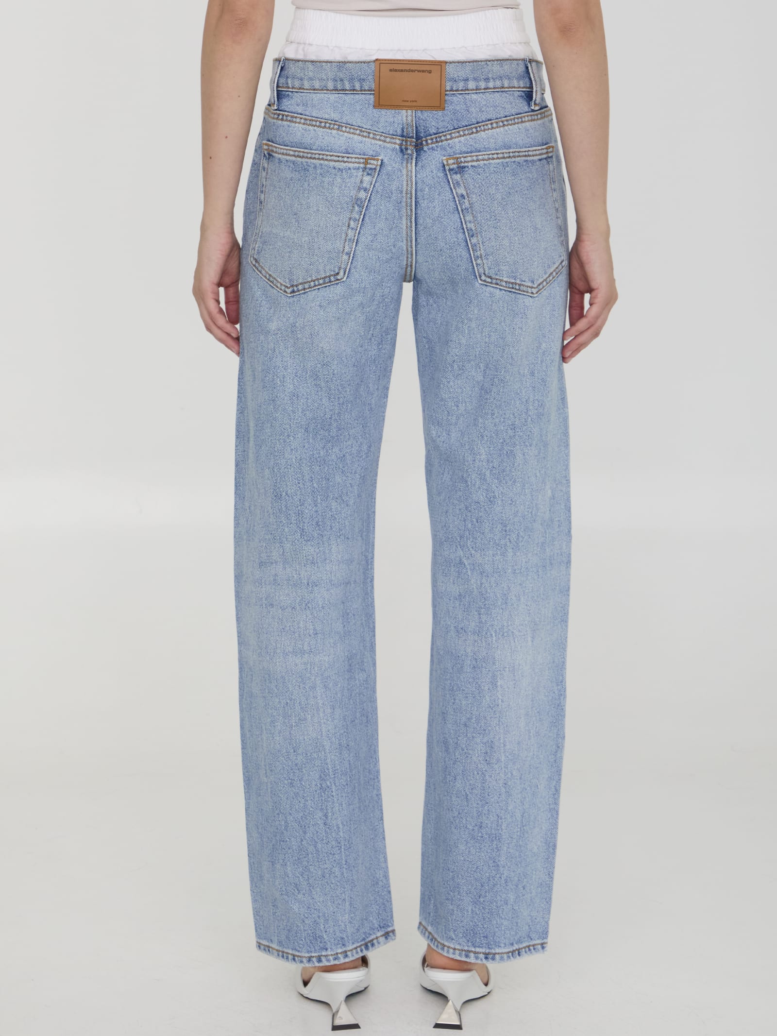 Shop Alexander Wang Jeans With Pre-styled Boxer In Blue