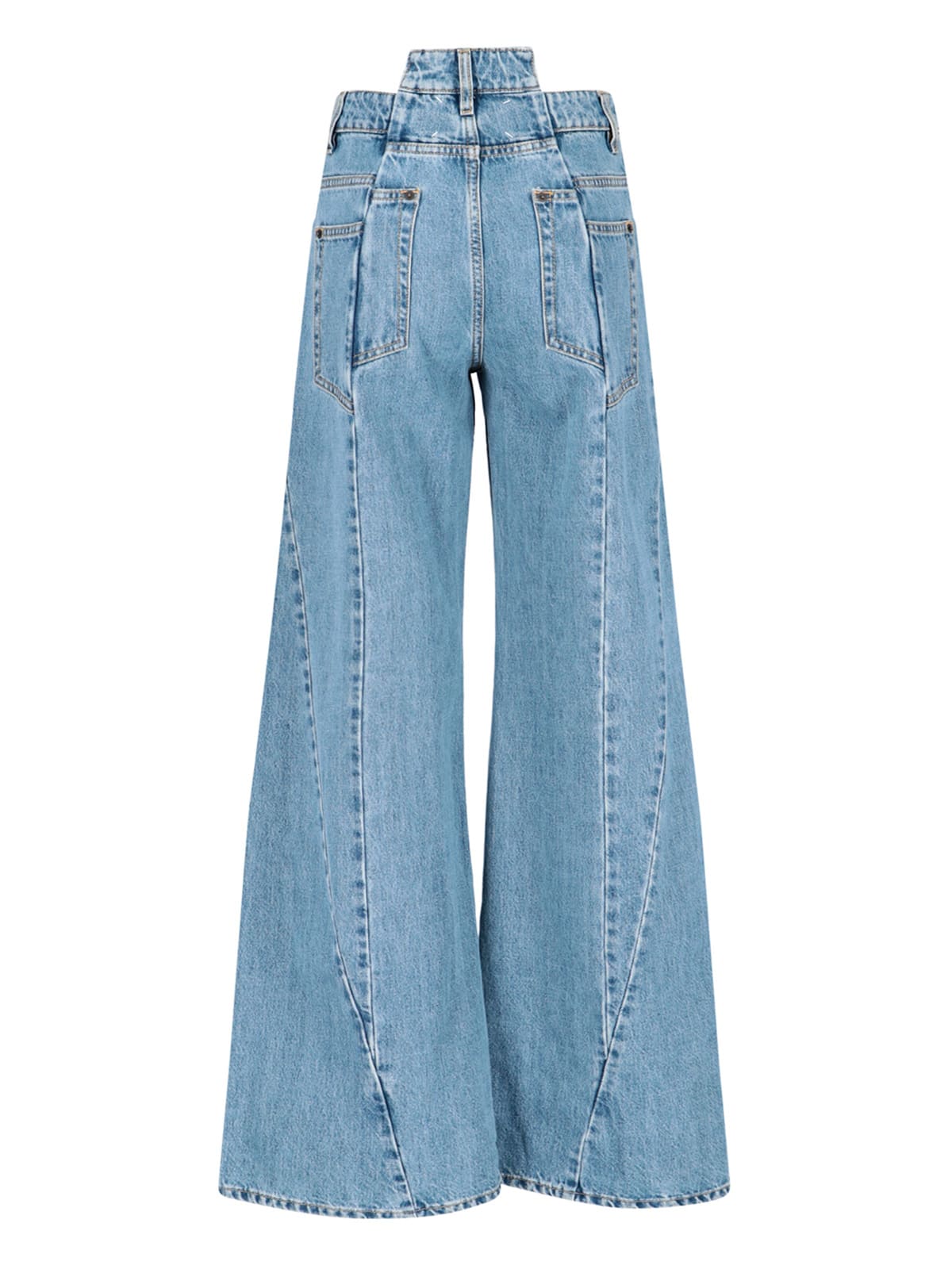 Maison Margiela High Waist Wide Leg Five Pocket Jeans In Blue