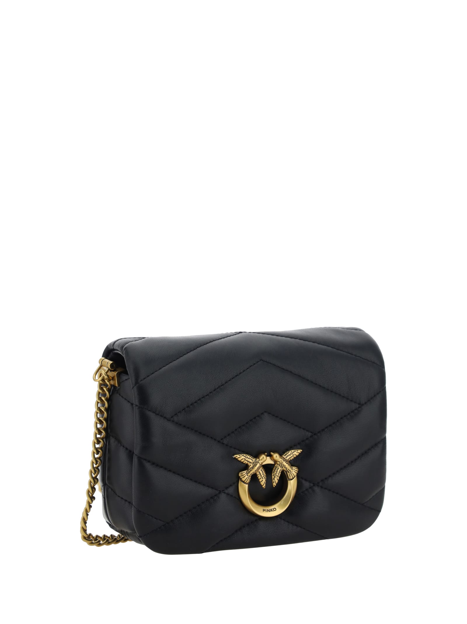 Shop Pinko Love Click Shoulder Bag In Black