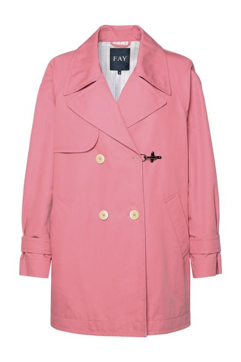 Magenta Double-breasted Parka