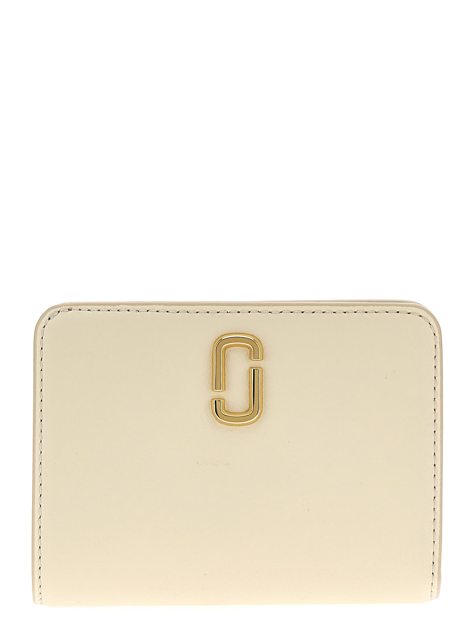 Shop Marc Jacobs The J Marc Mini Compact Wallet In White