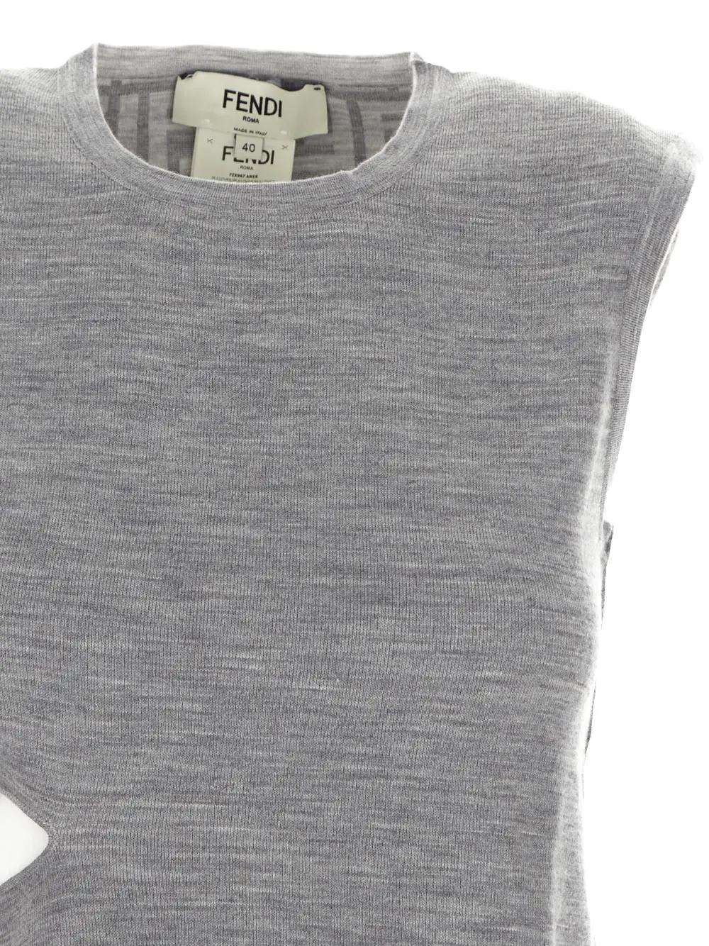 Shop Fendi Grey Wool Top