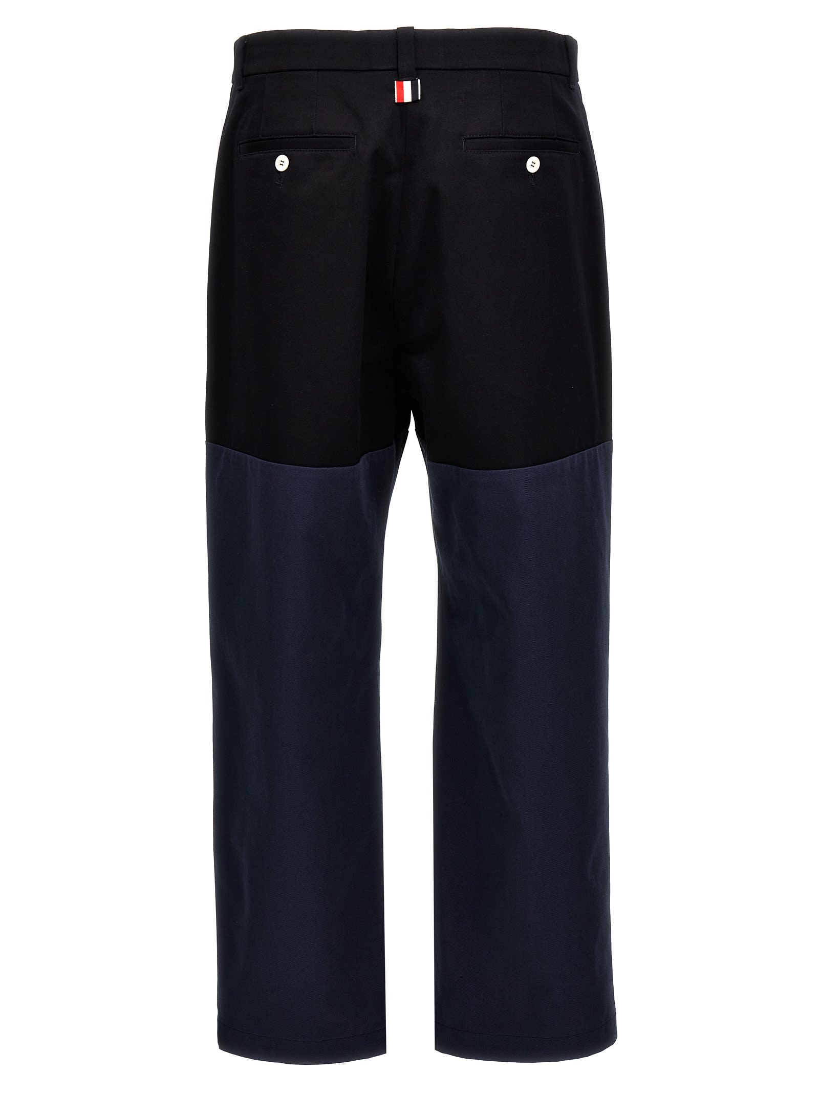 Thom Browne Unconstructed Combo Straight-leg Trousers In Blue