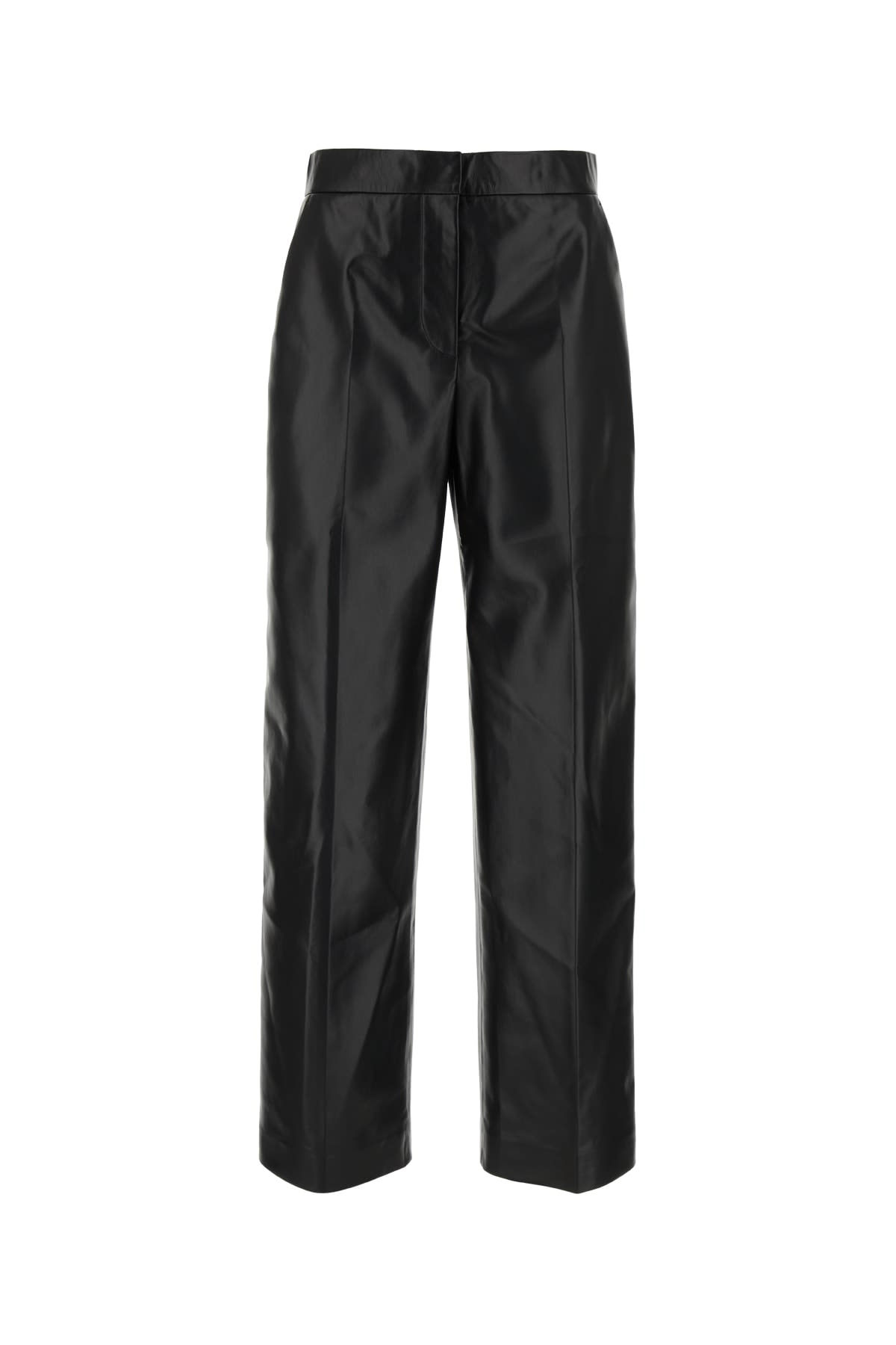 Shop Calvin Klein Re-gen Leather Straight Leg Pant In Ckblack