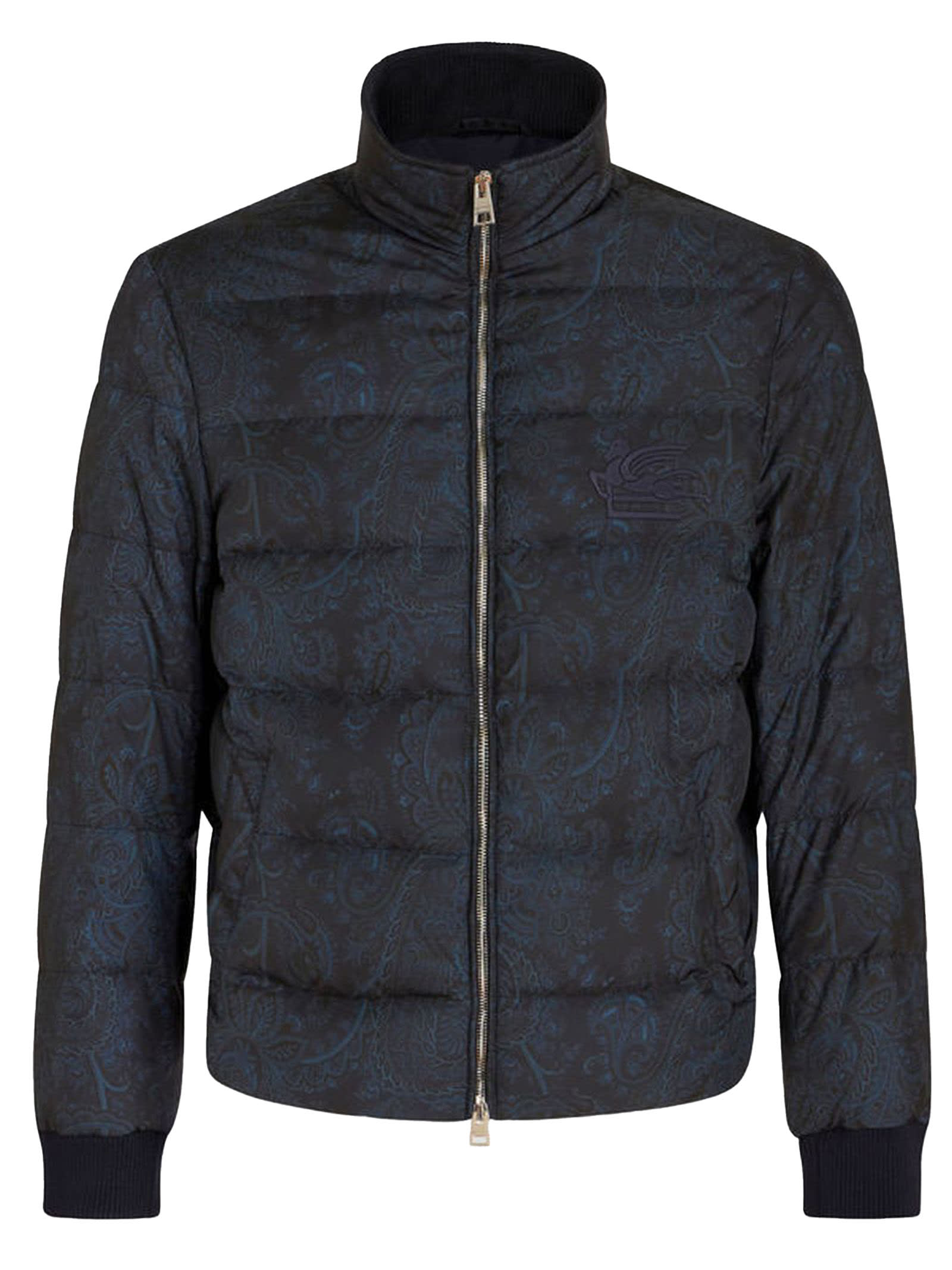 Shop Etro Padded Down Jacket In Blue