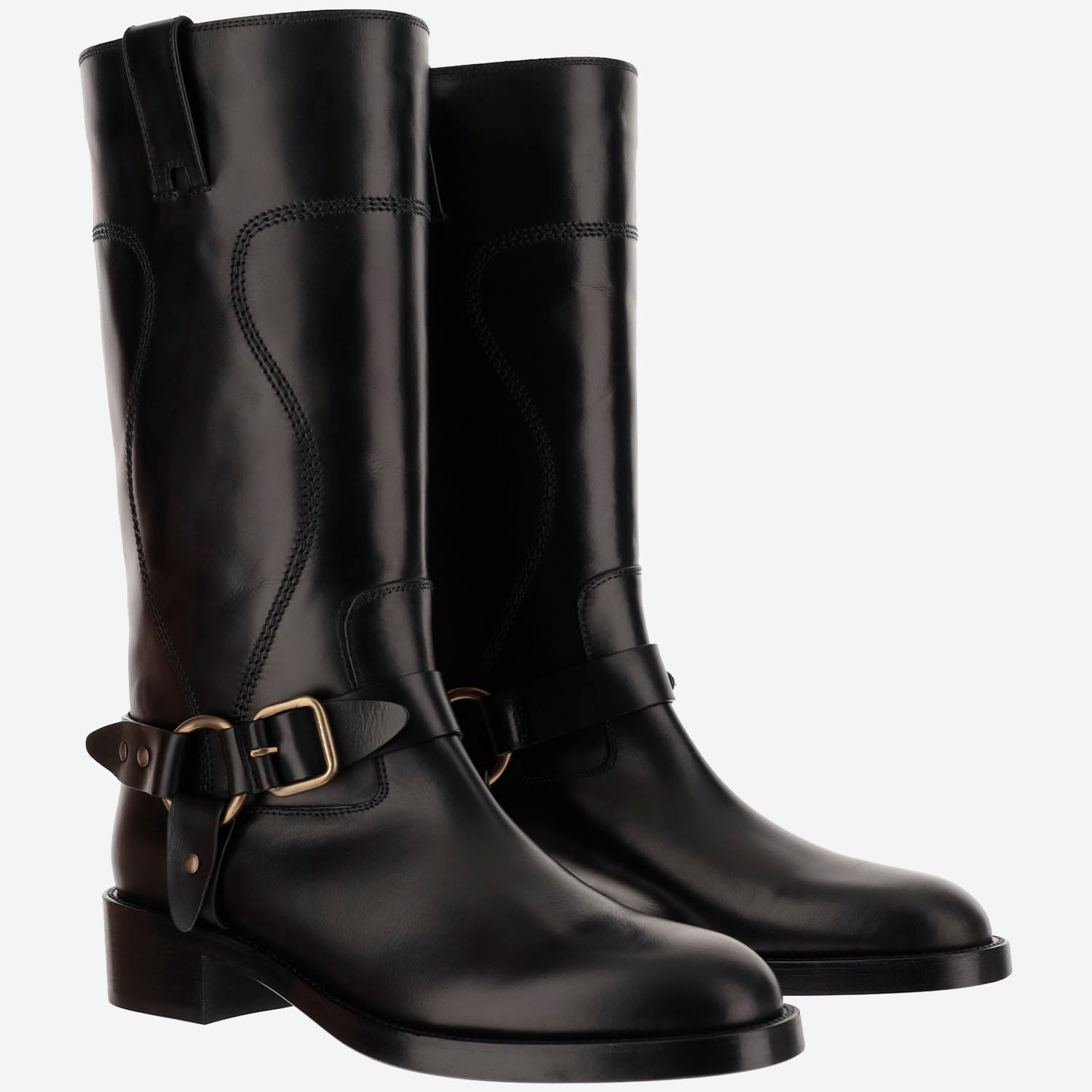 Shop Sartore Leather Boot In Siena Light Nero