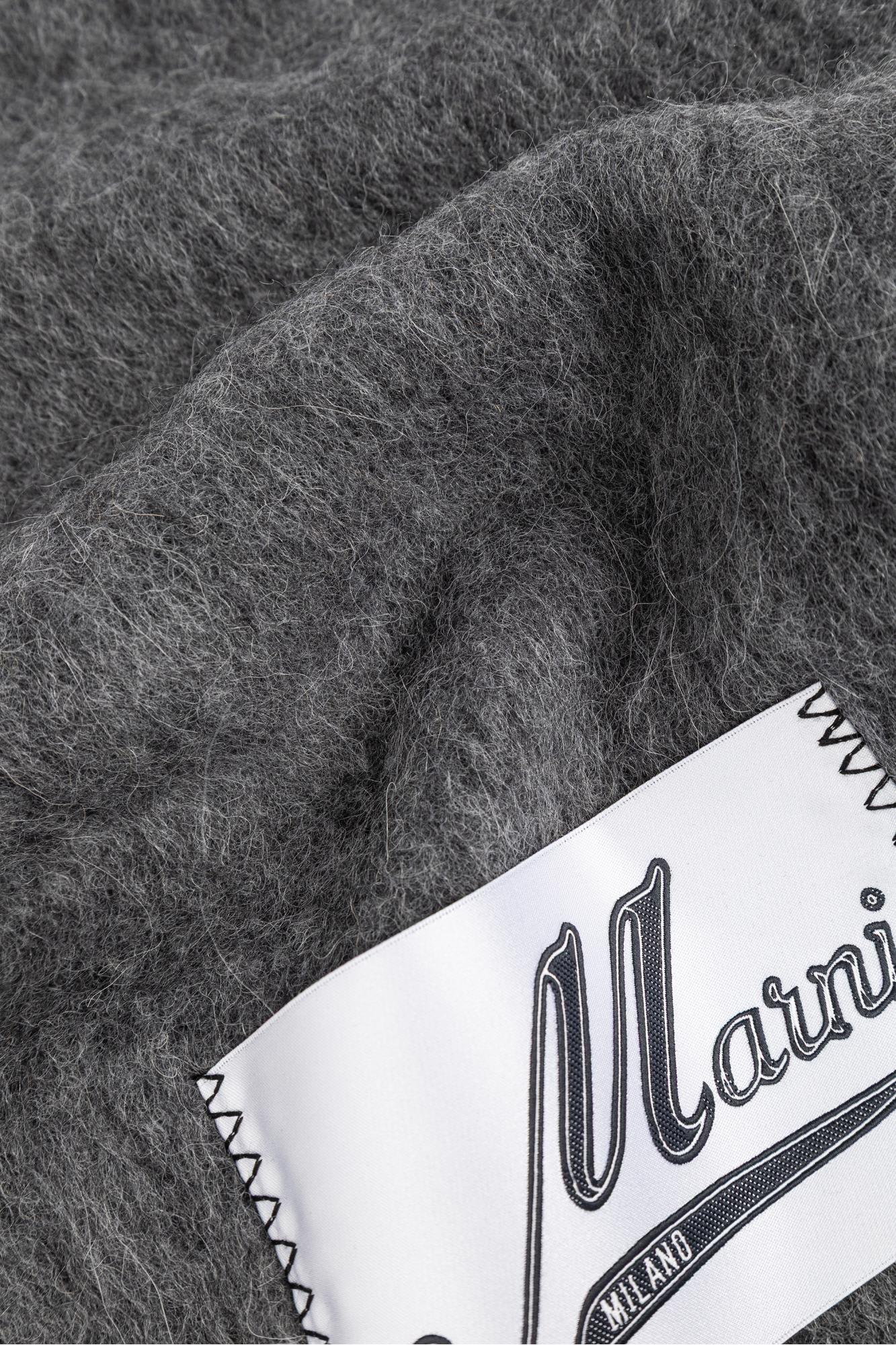 Marni Wool Scarf With Logo In Gray