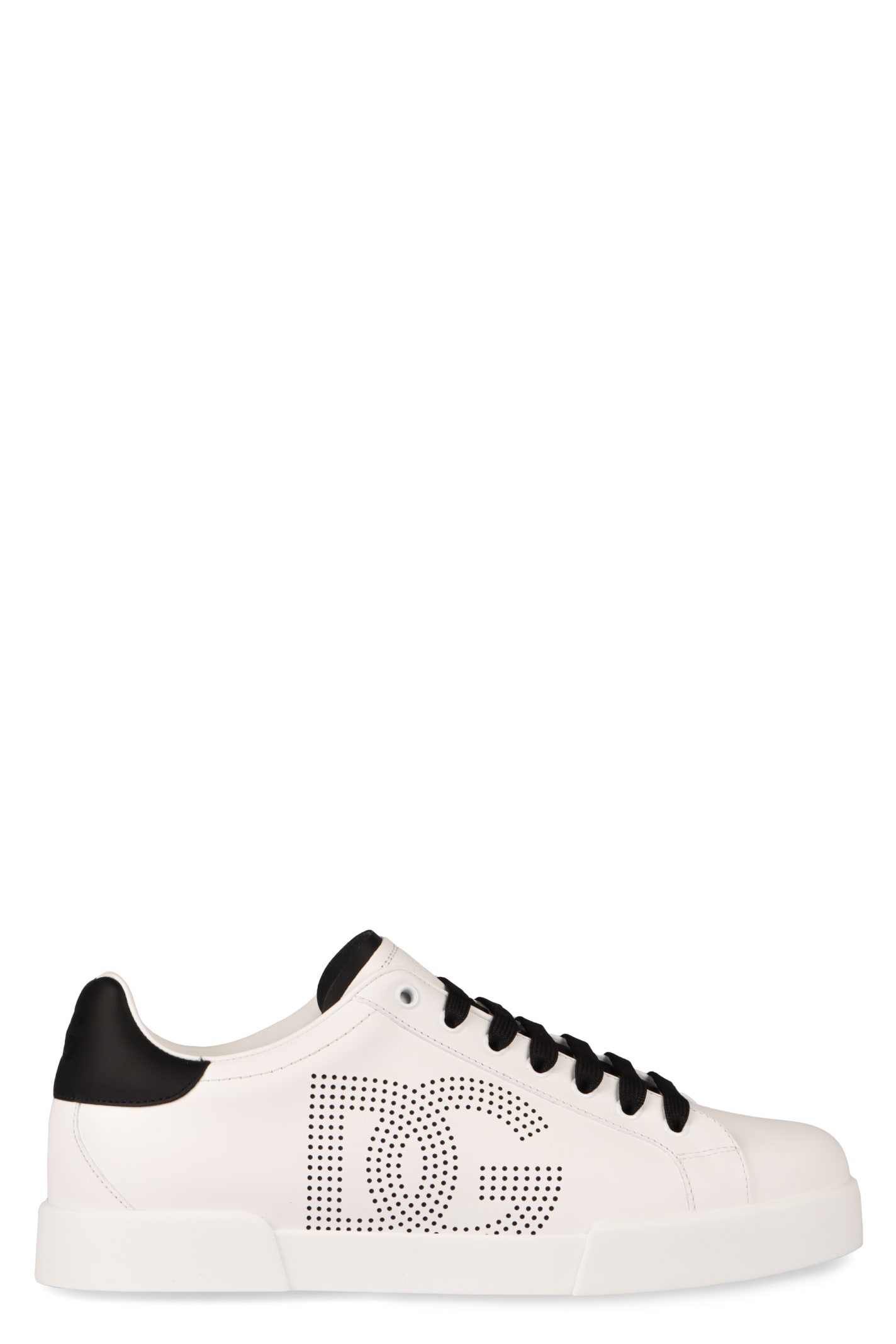 Shop Dolce & Gabbana Portofino Leather Low-top Sneakers In White