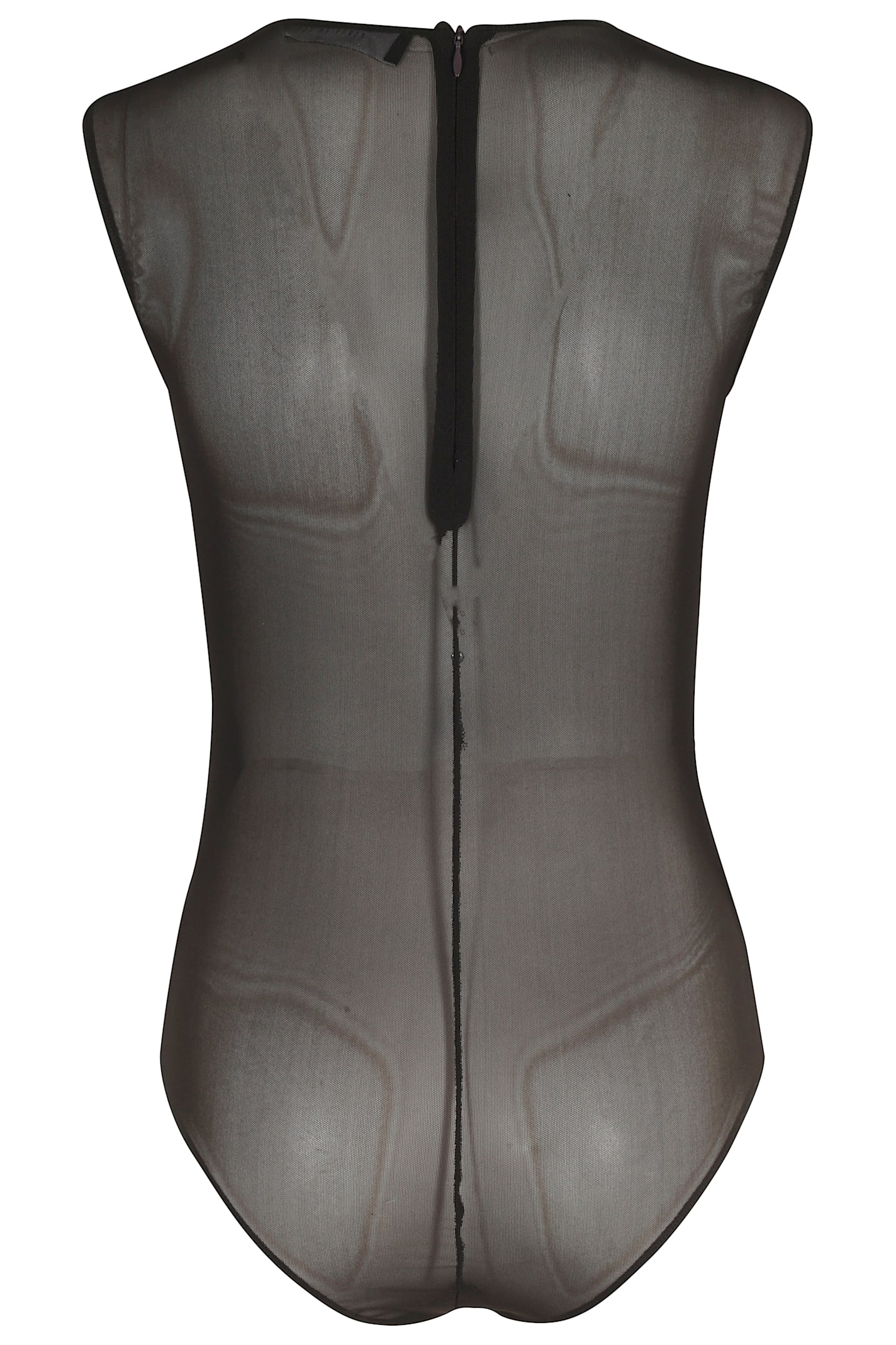 Federica Tosi Gathered-detail Mesh Bodysuit In Black