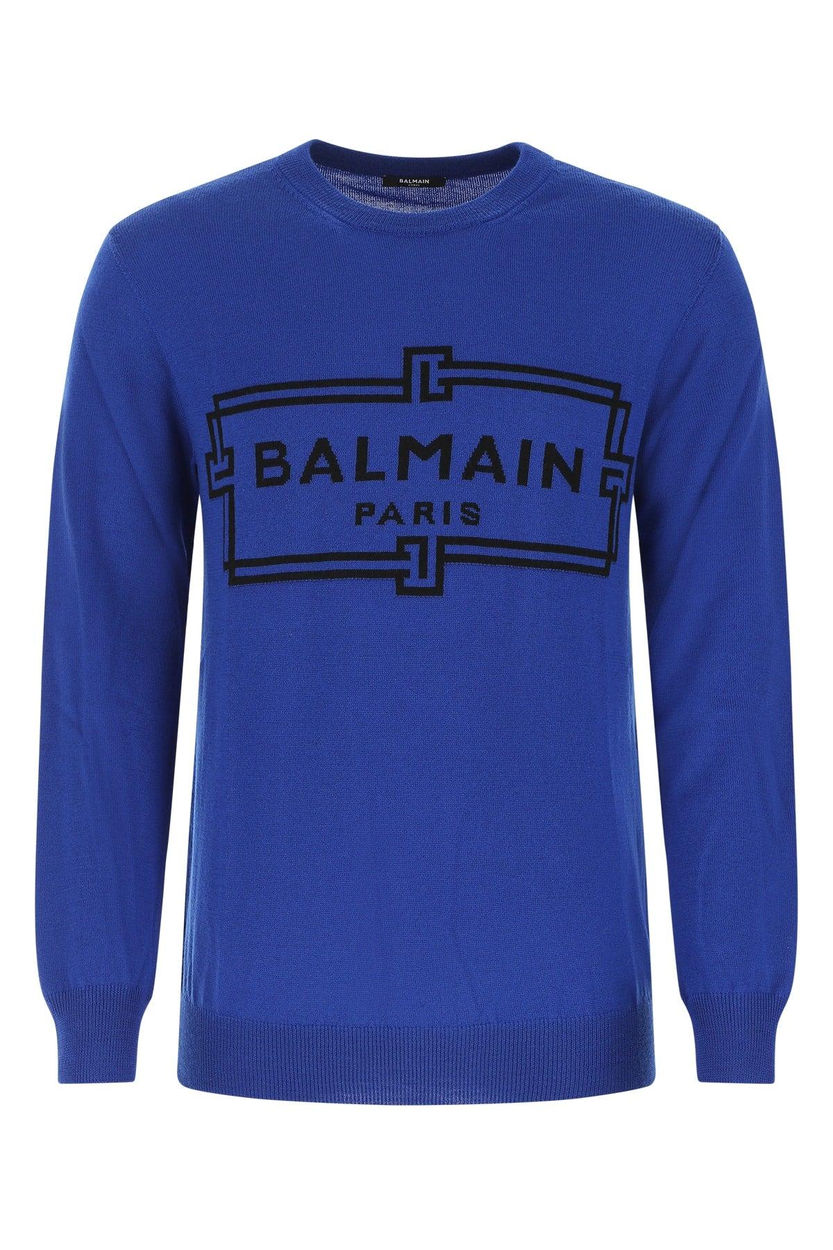 Balmain Logo Intarsia-knit Ribbed Hem Jumper