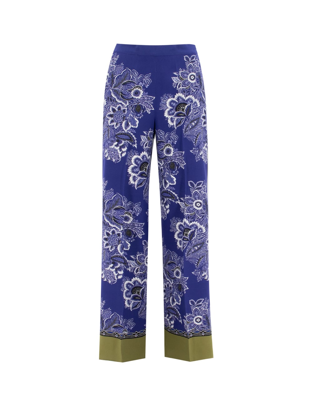 Shop Etro Trousers In Print On Blue Base