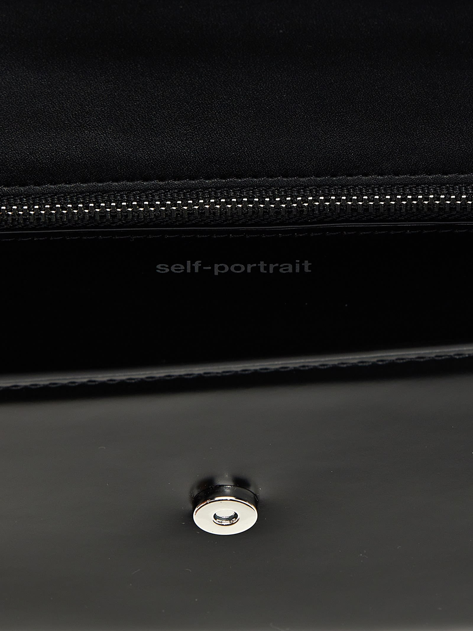 Shop Self-portrait Hand Bag In Black Leather