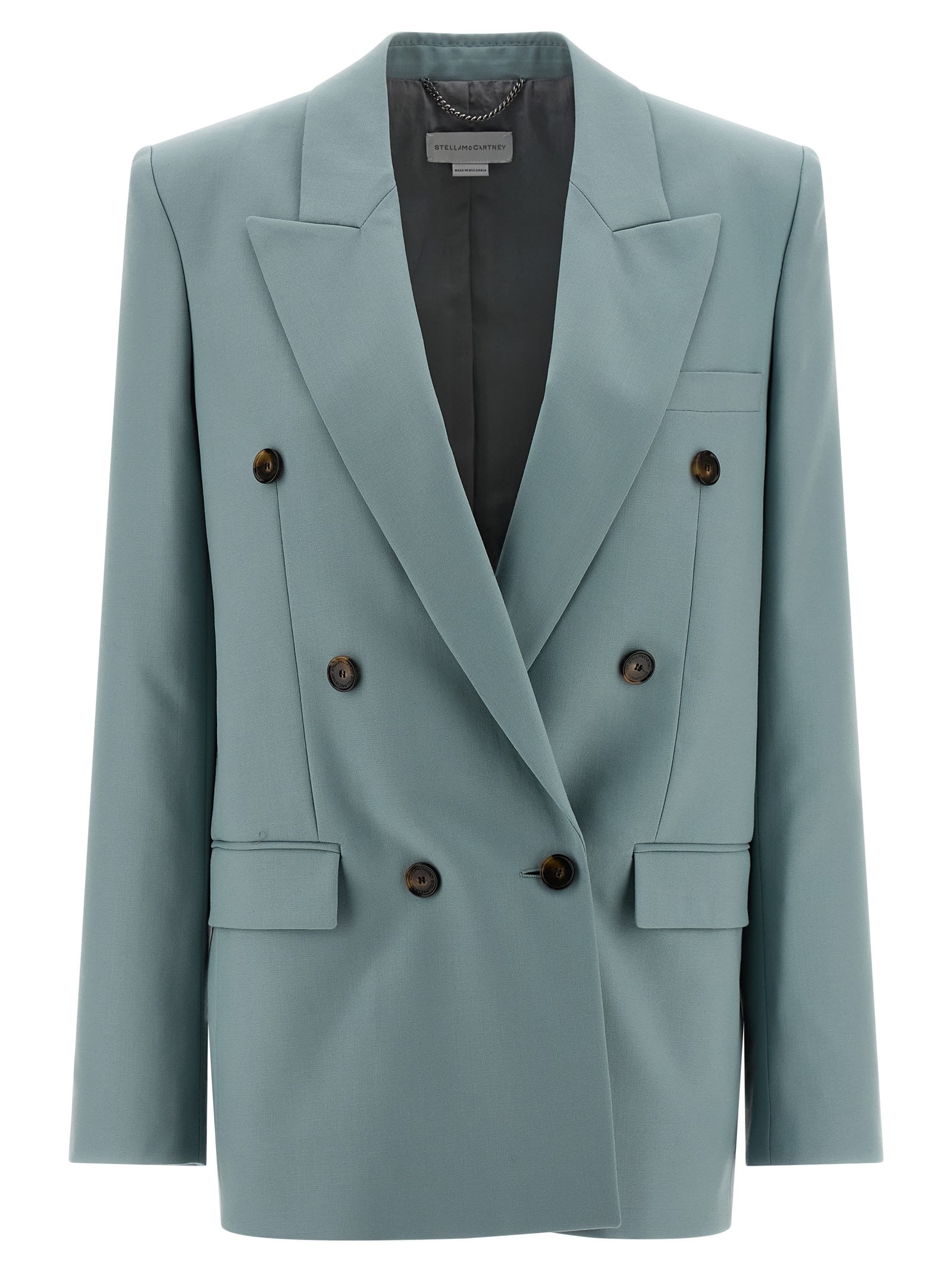 Stella Mccartney Tailored Double-breasted Wool Blazer With Peak Lapels In Blue