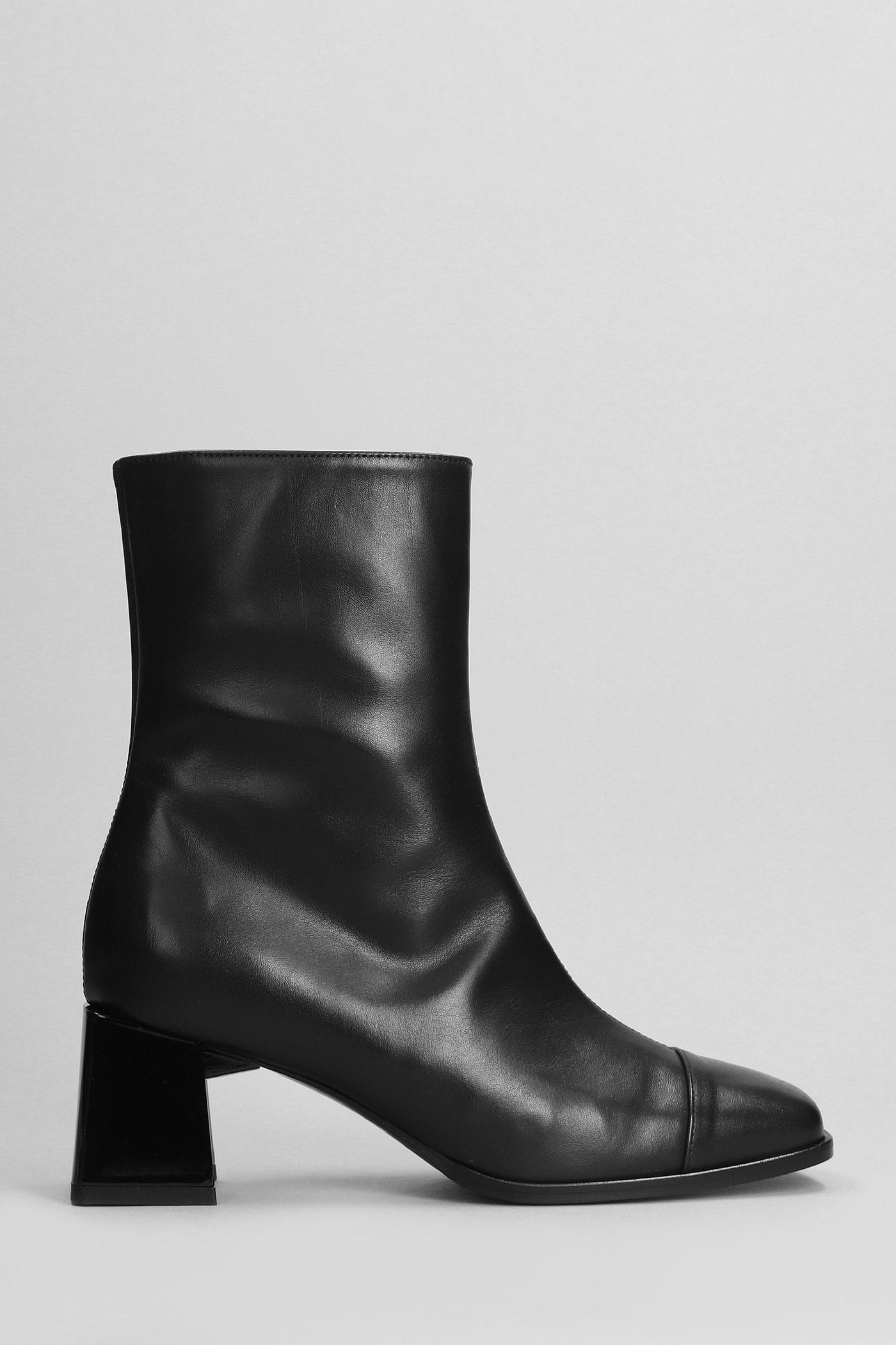 Odeon High Heels Ankle Boots In Black Leather