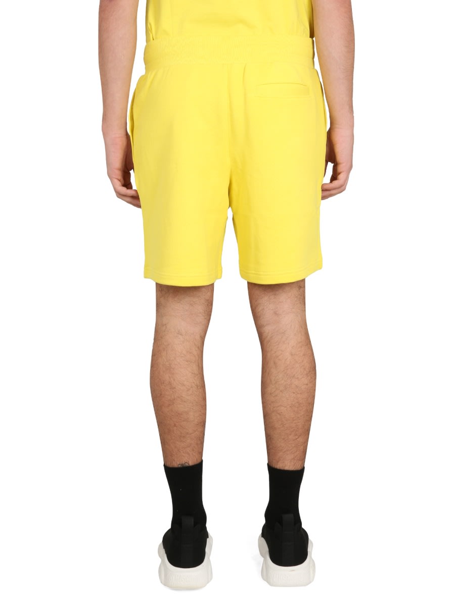 Moschino Couture Bermuda With Logo In Yellow