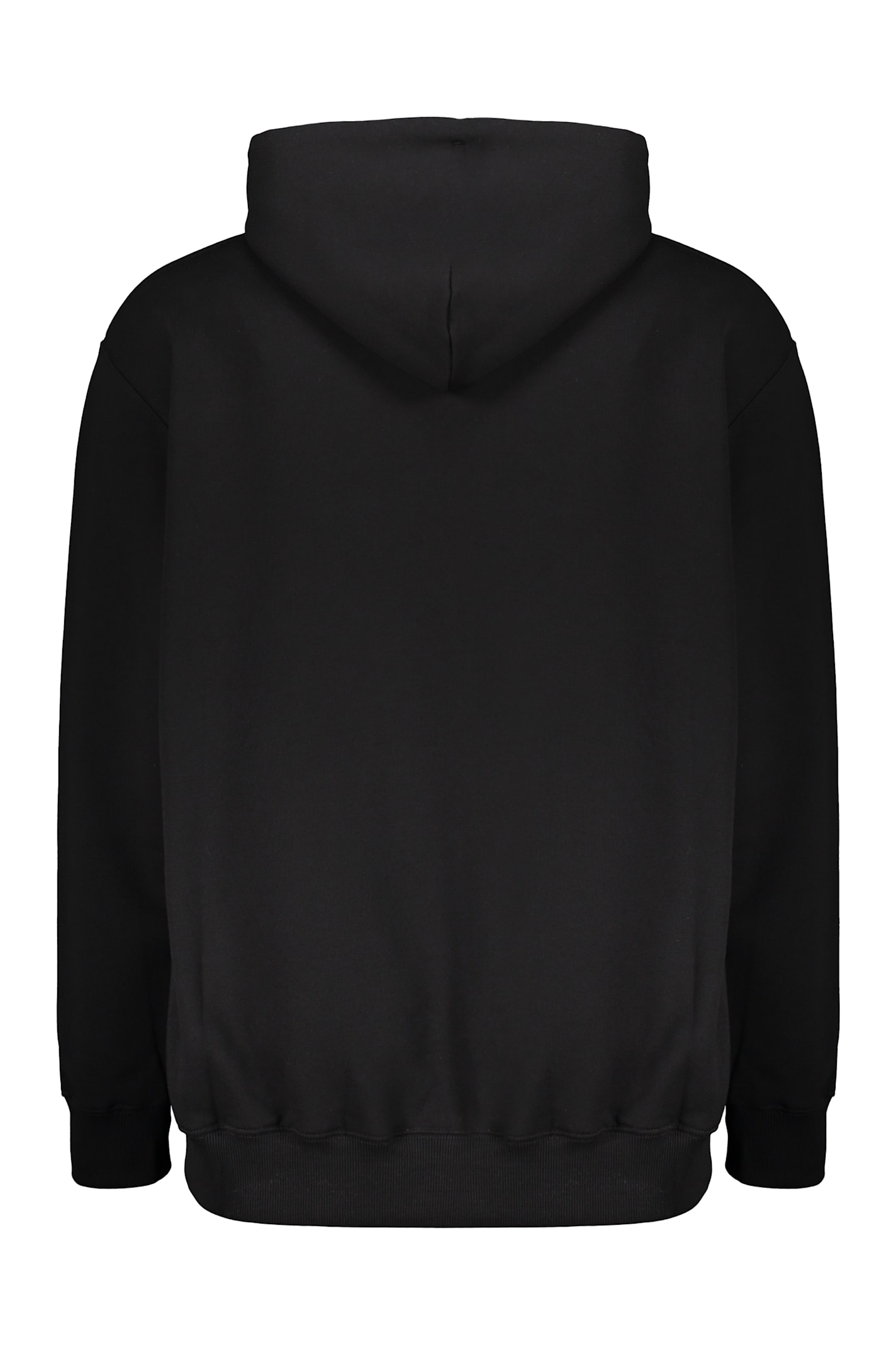 Vetements Logo-print Ribbed-cuff Hoodie In Black