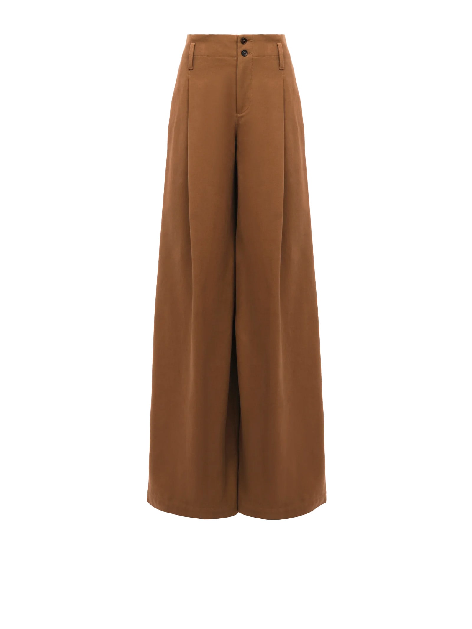 Chloé High-rise Wide Leg Cotton Canvas Pants In Brown