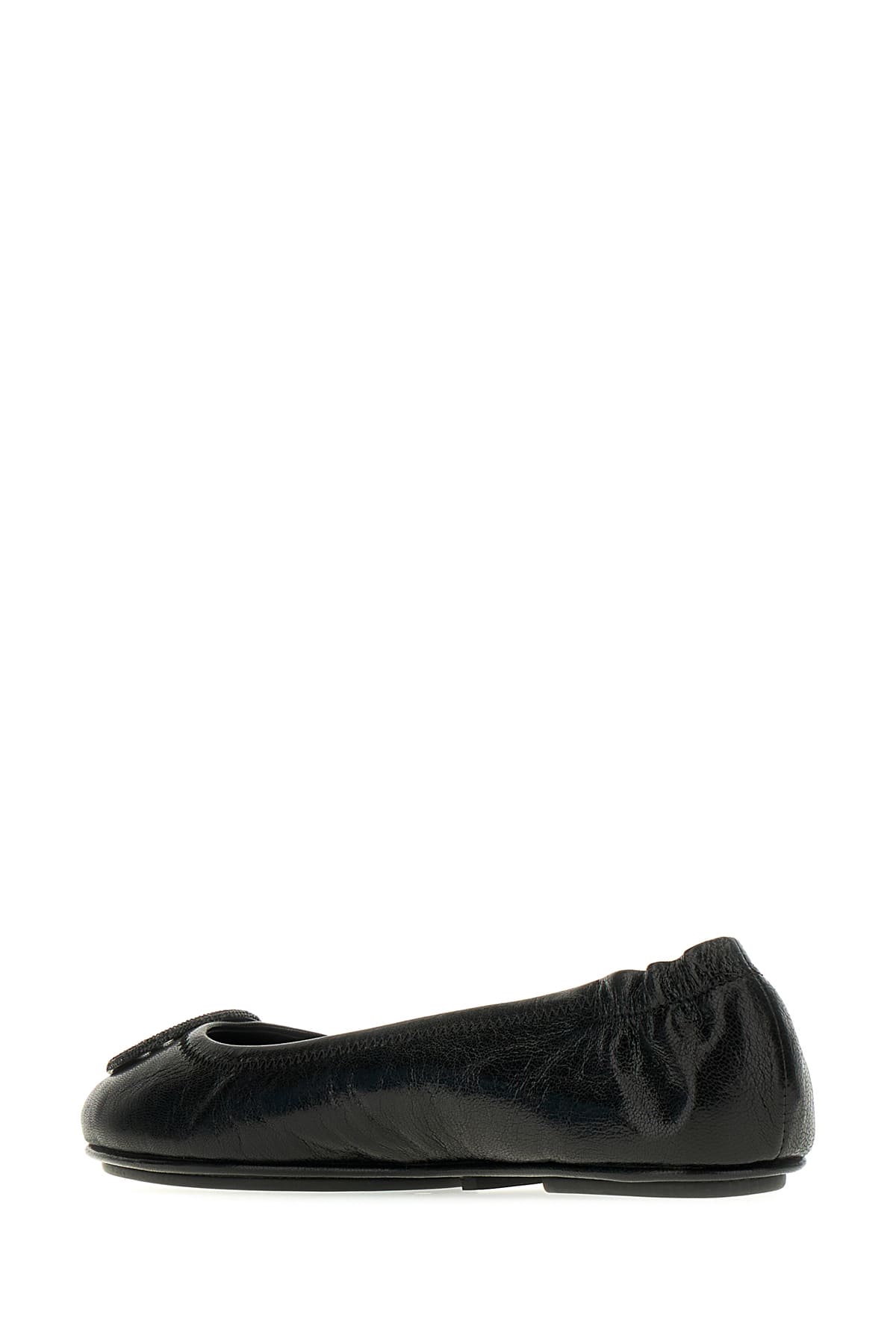 Shop Tory Burch Black Leather Minnie Ballerinas In Black Jet