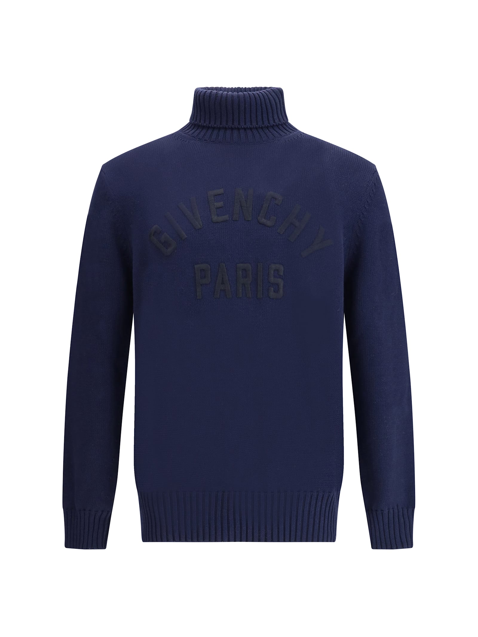 Givenchy Ribbed Turtleneck Jumper Cuffs Hem In Blue