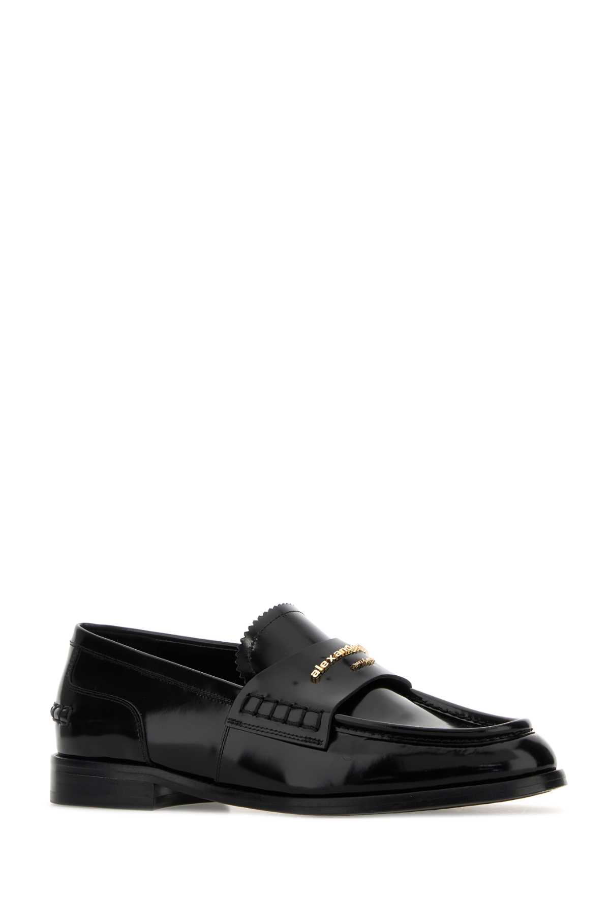 Alexander Wang Glossy Black Loafers With Decorative Strap And Elegant Silhouette In Black