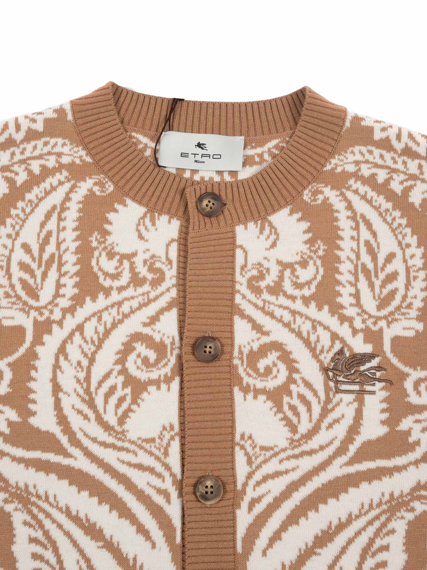Etro Paisley-pattern Buttoned Cardigan In Brown