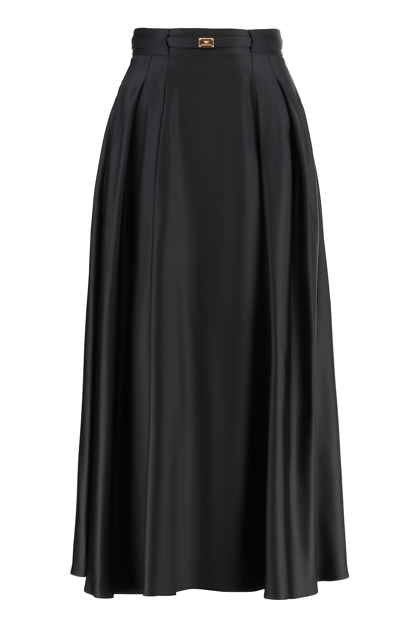 Elisabetta Franchi Logo-plaque Midi Skirt In Black