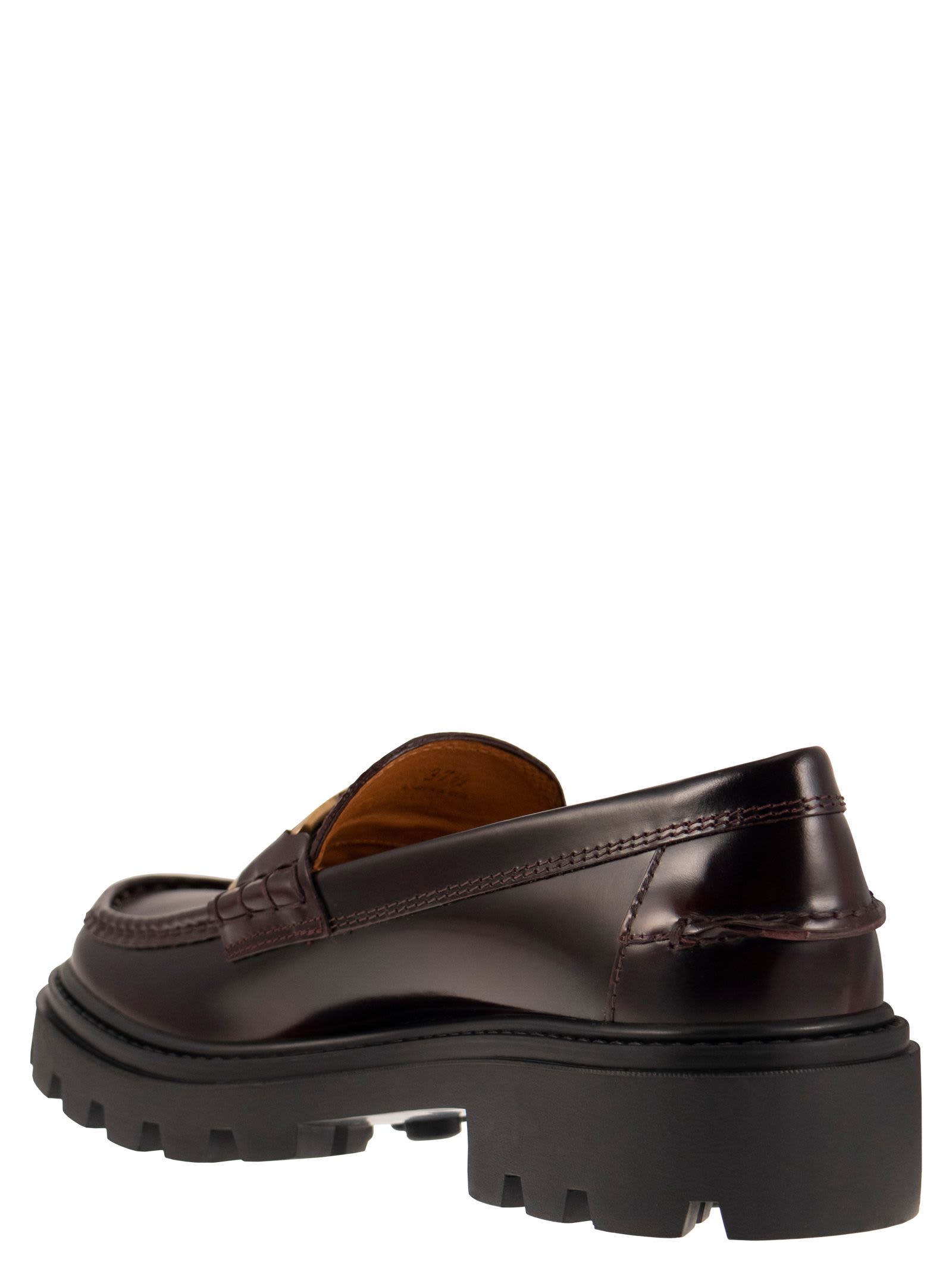 Shop Tod's Moccasin With Chain In Bordeaux
