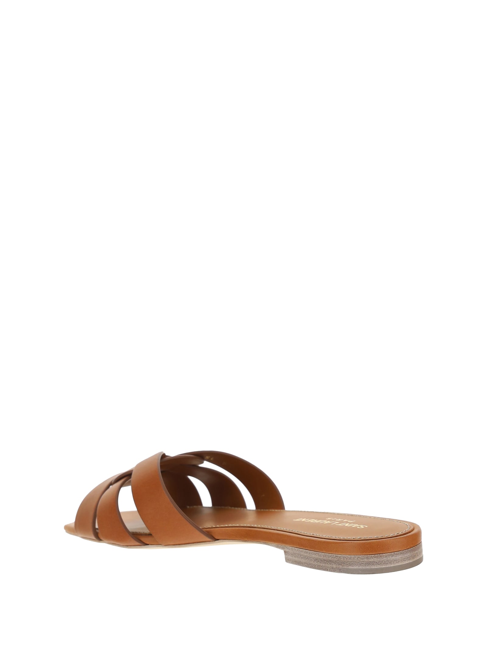 Shop Saint Laurent Sandals In Leather Brown