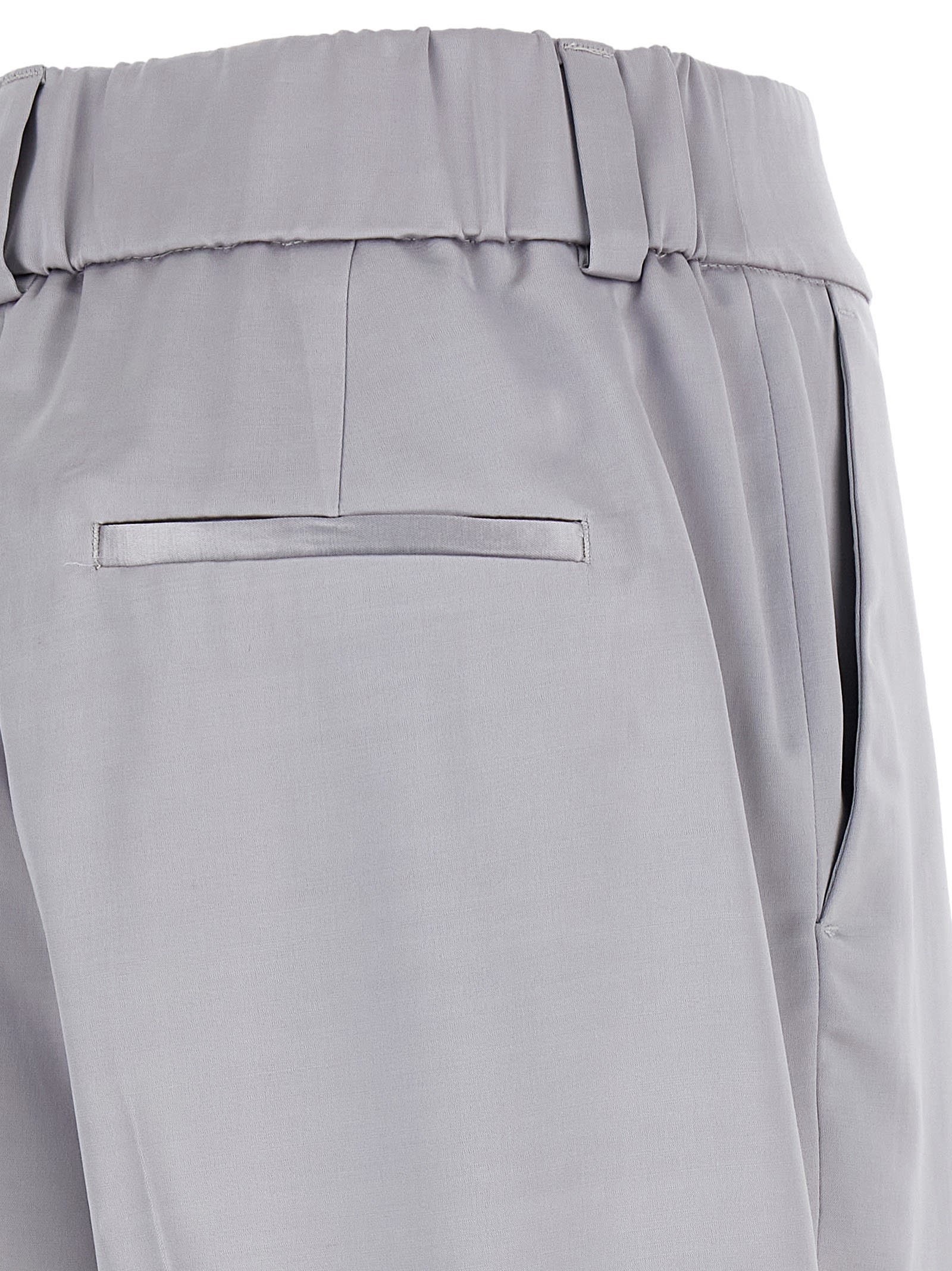 Peserico Pleated-front Satin Trousers In Gray