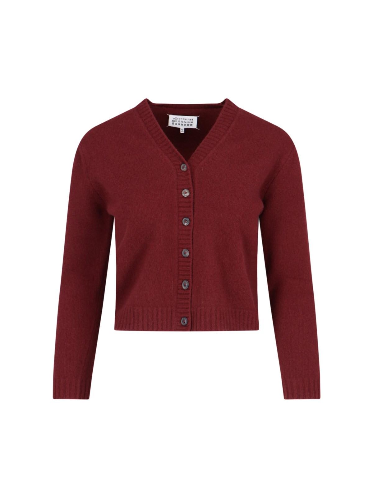 Shop Maison Margiela Wool Cropped Cardigan In Red