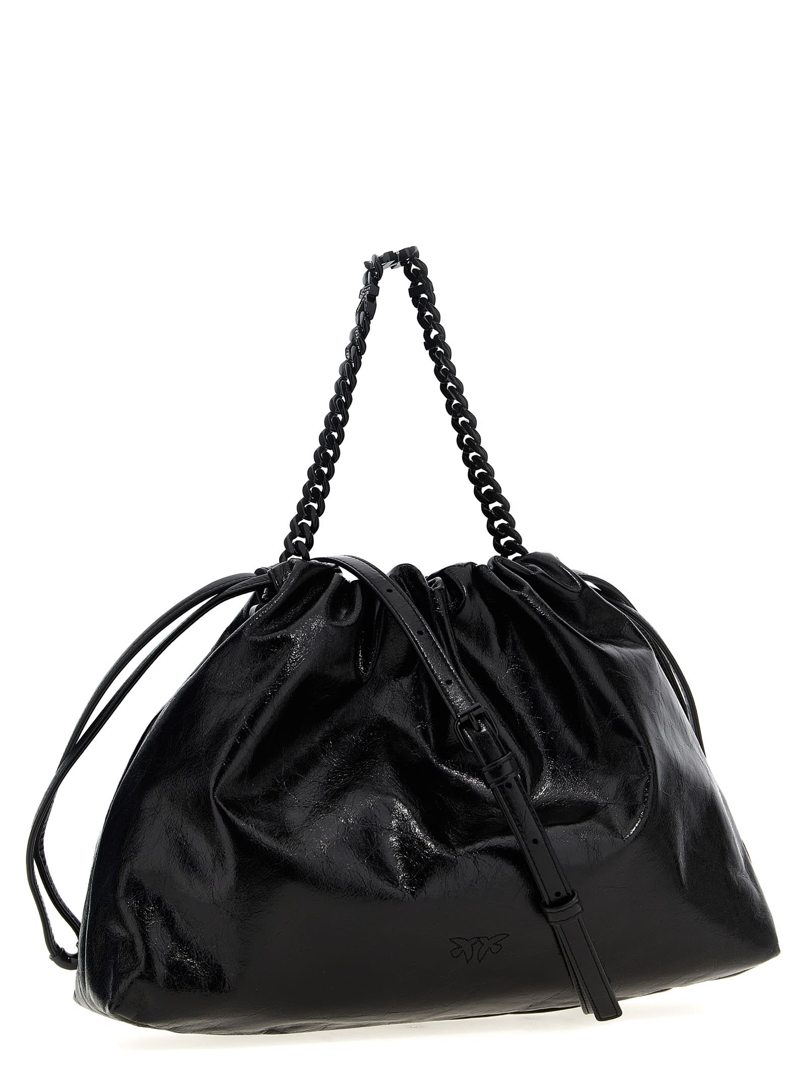 Shop Pinko Chain Handle Tote Shoulder Bag In B Nero Limousine Block Color