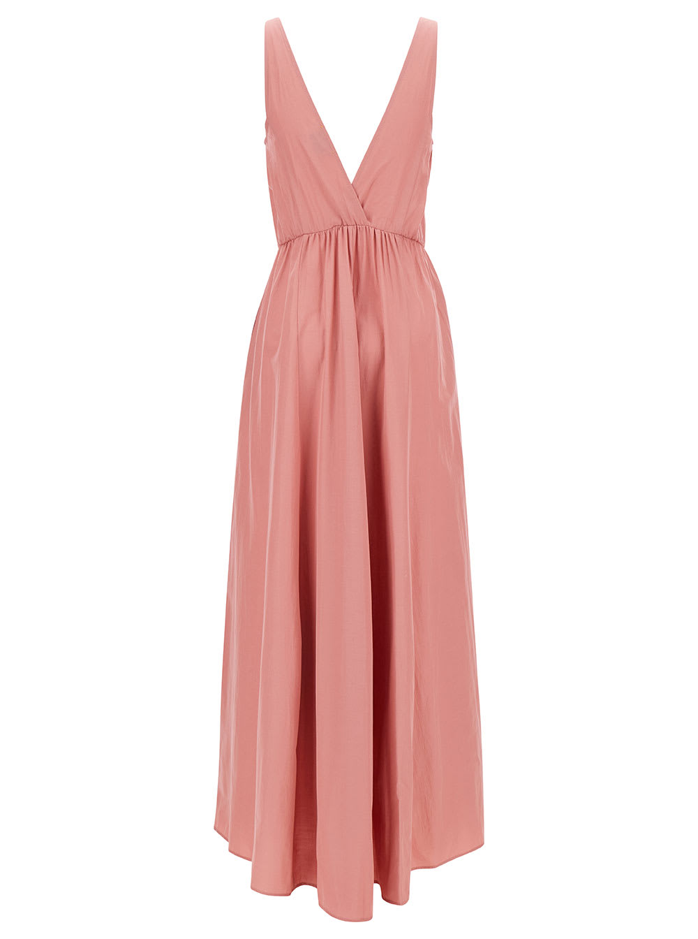 Shop Forte Forte Long Pink Dress With Surplice Neckline In Taffetas Woman