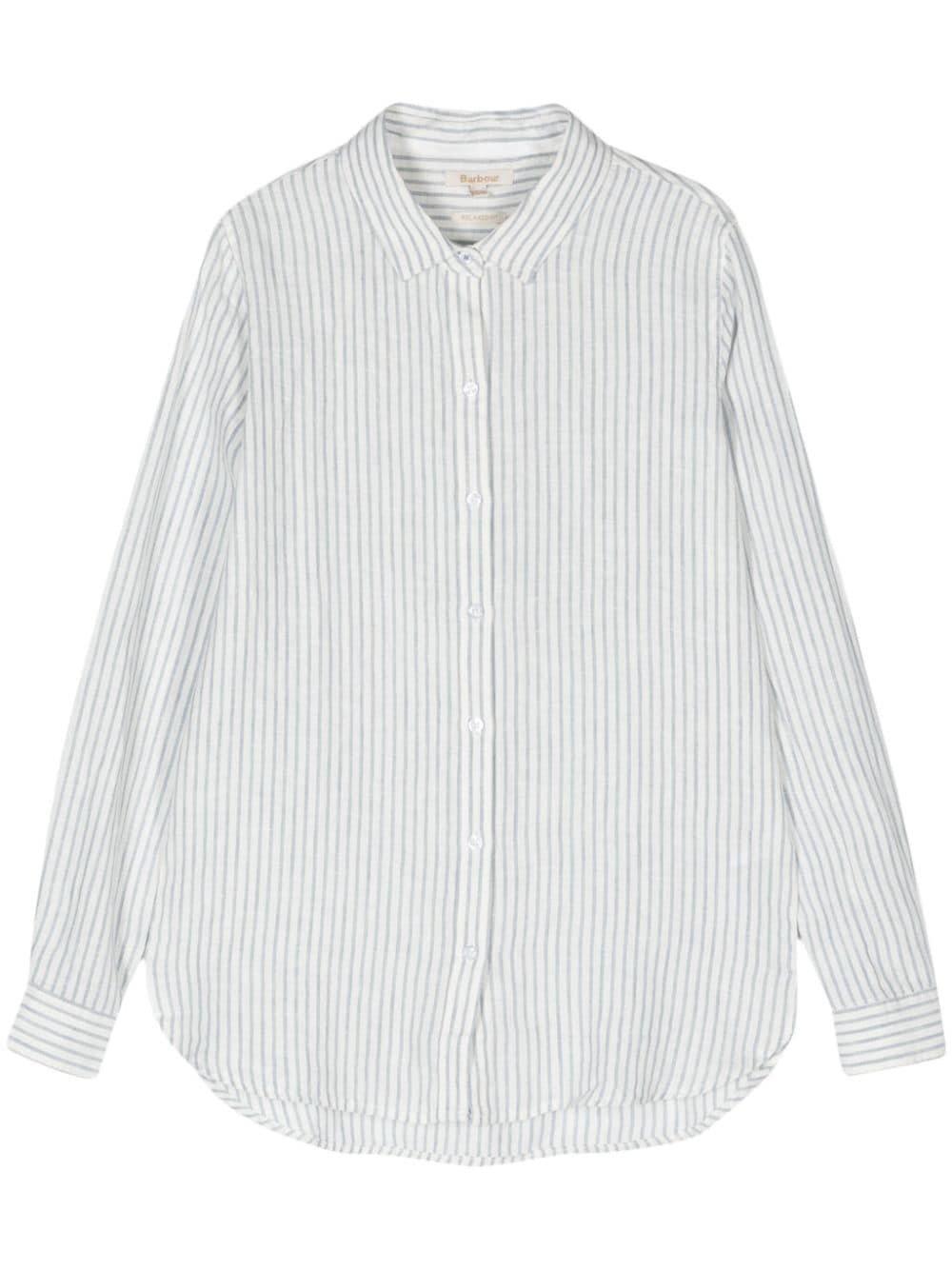 Shop Barbour Marine Striped Collared Long-sleeve Shirt In Riga