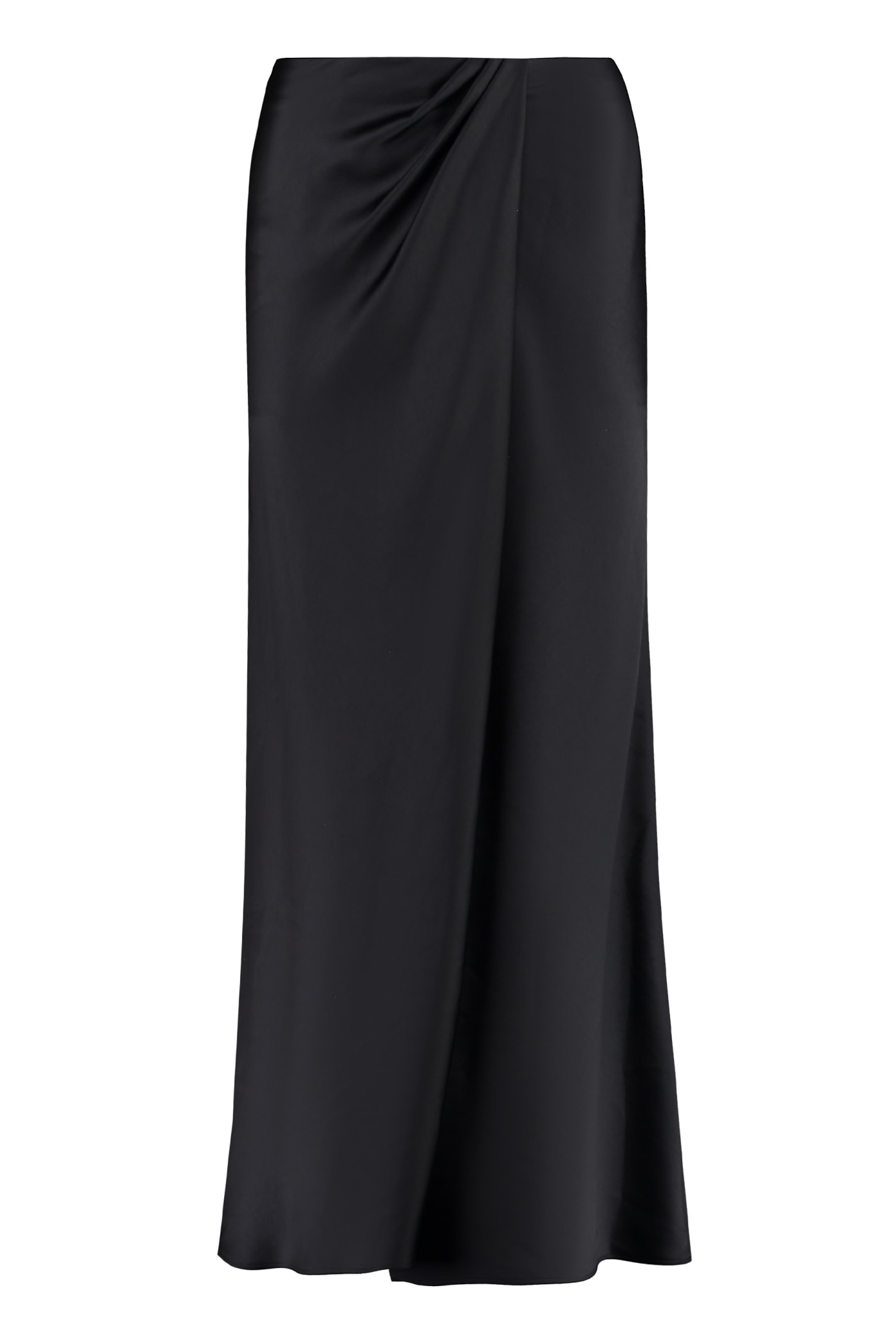 Shop Pinko Conversione Satin Skirt In Black
