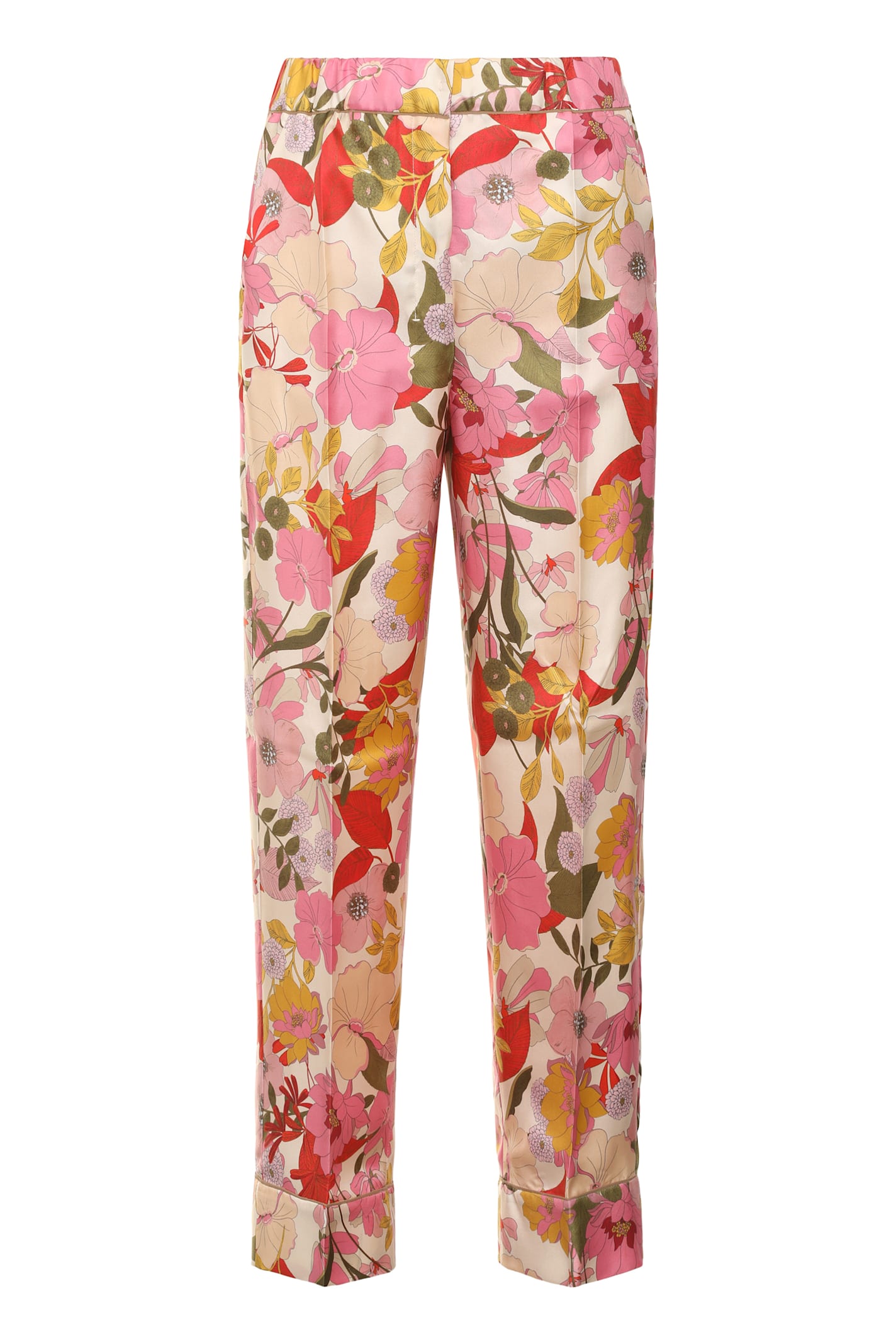S Max Mara Leda Floral Silk Pants In Pink
