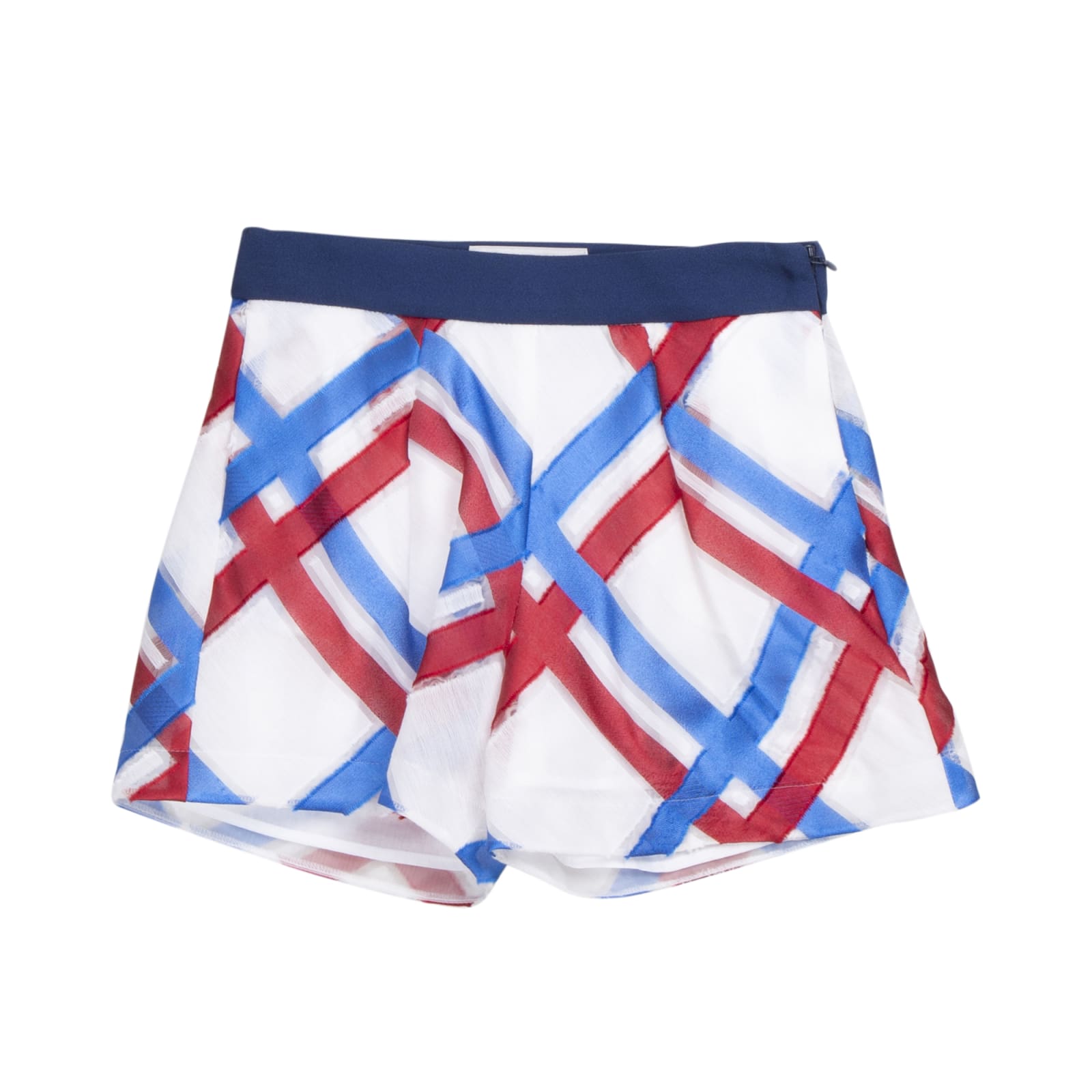Simonetta Distressed Tartan-print Shorts In Azzurro-rosso