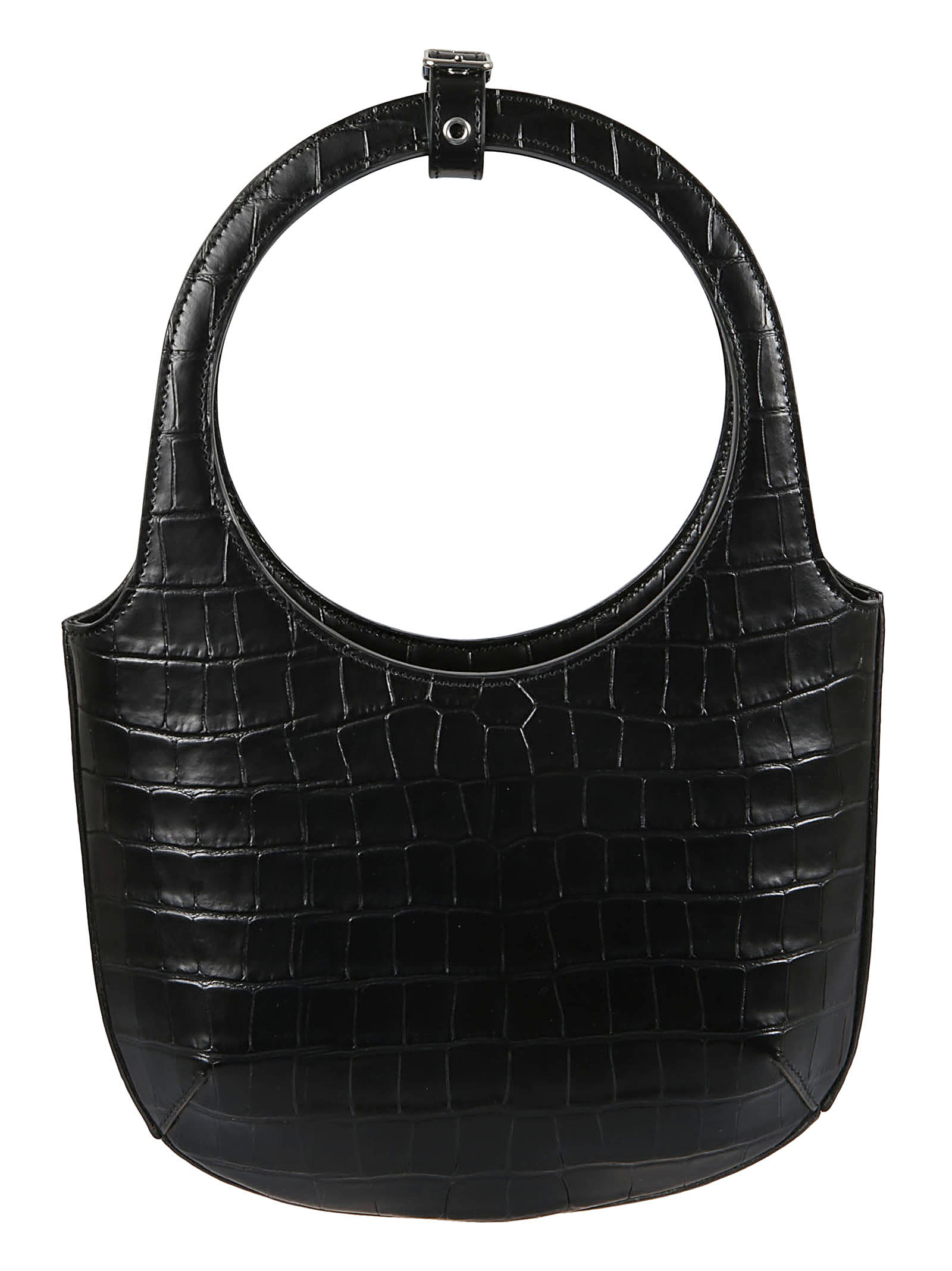 Shop Courrèges Croco Embossed Handbag In Black