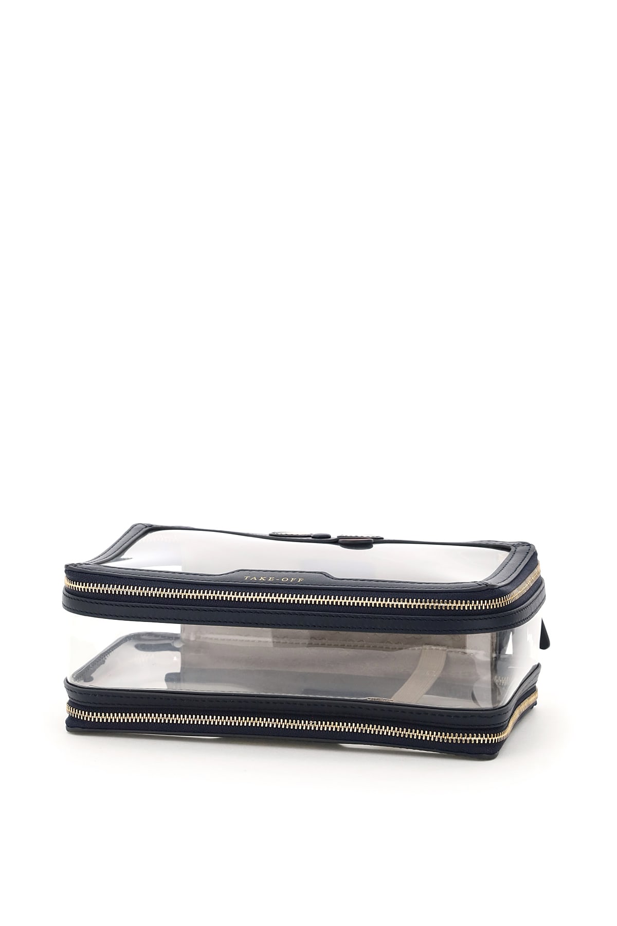 Anya Hindmarch Inflight Travel Case Zany Face In Clear Marine (blue